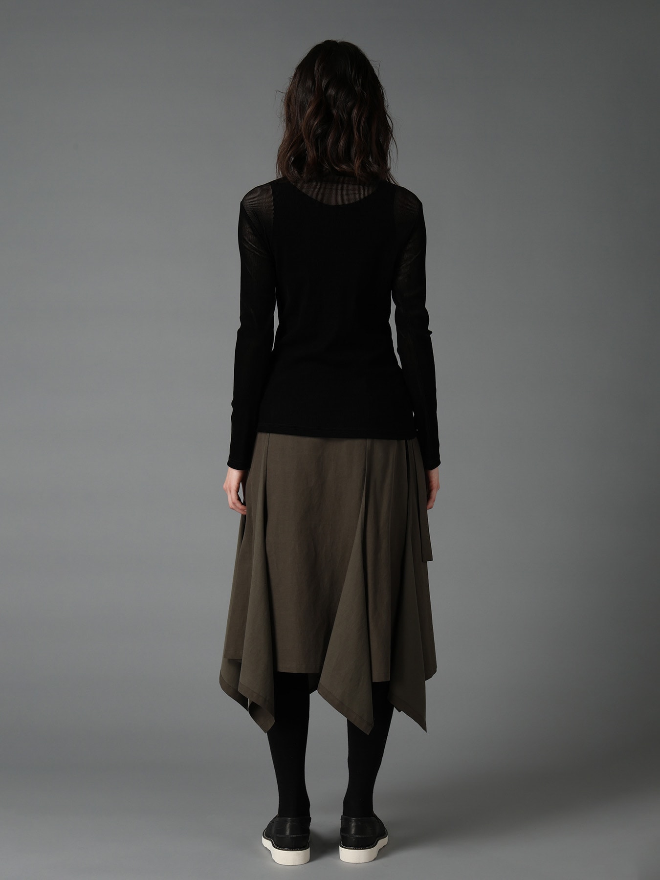 FLOCKED STRIPE HIGH-NECK TULLE
