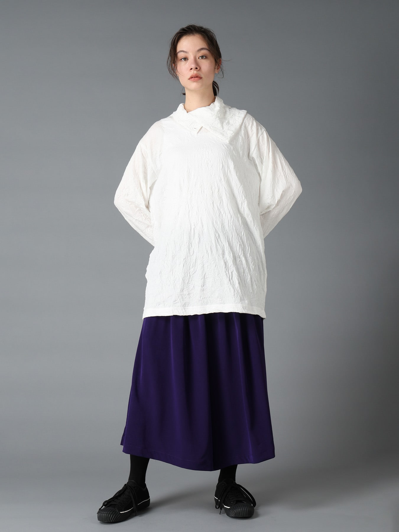 CATCH WASHER WRINKLE JERSEY TURTLENECK LONG SLEEVED T-SHIRT