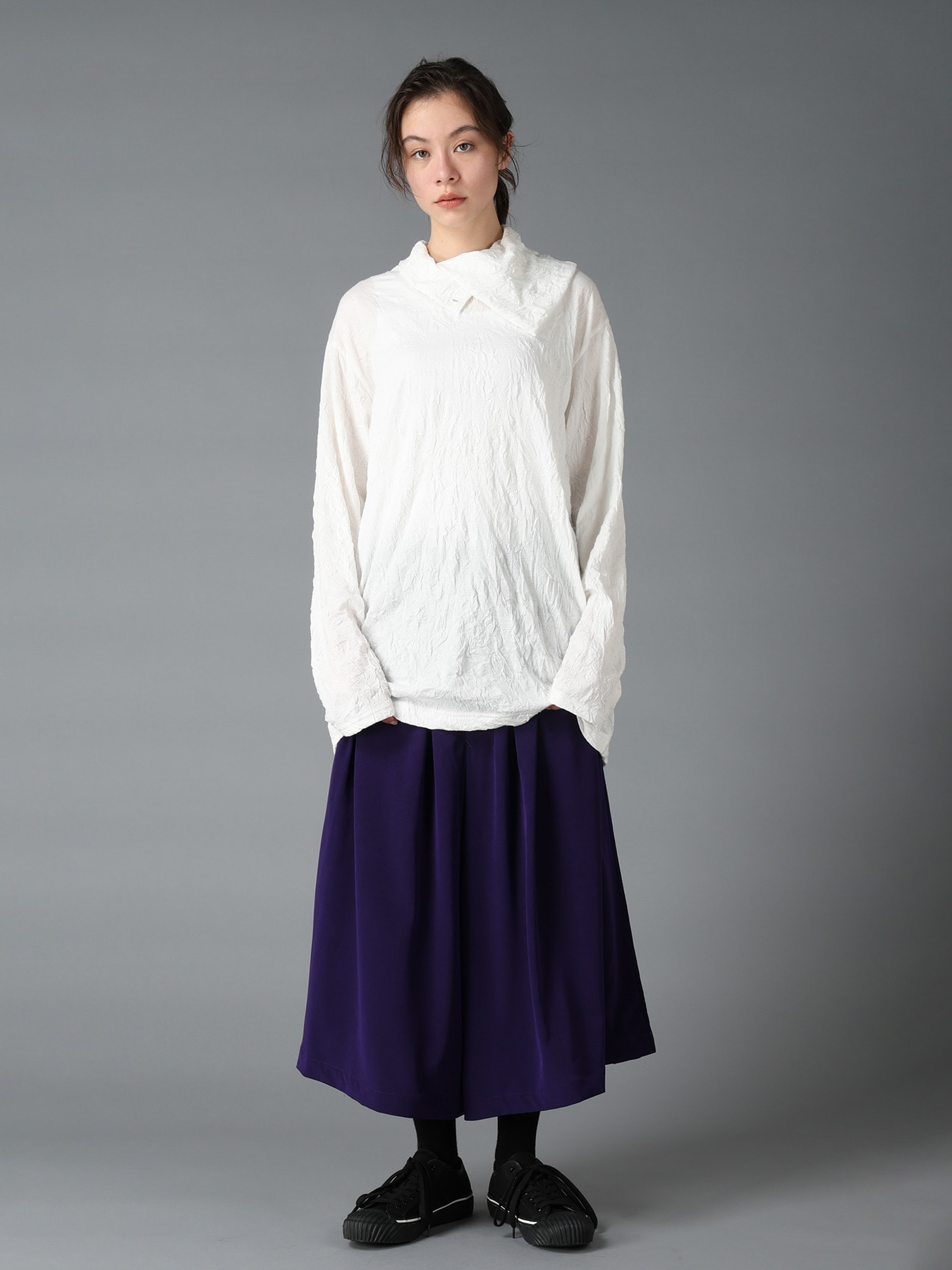 CATCH WASHER WRINKLE JERSEY TURTLENECK LONG SLEEVED T-SHIRT