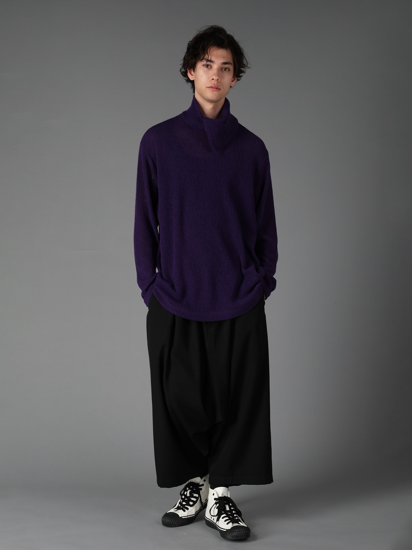 SPIDER WEB KNIT TURTLENECK LONG-SLEEVED T