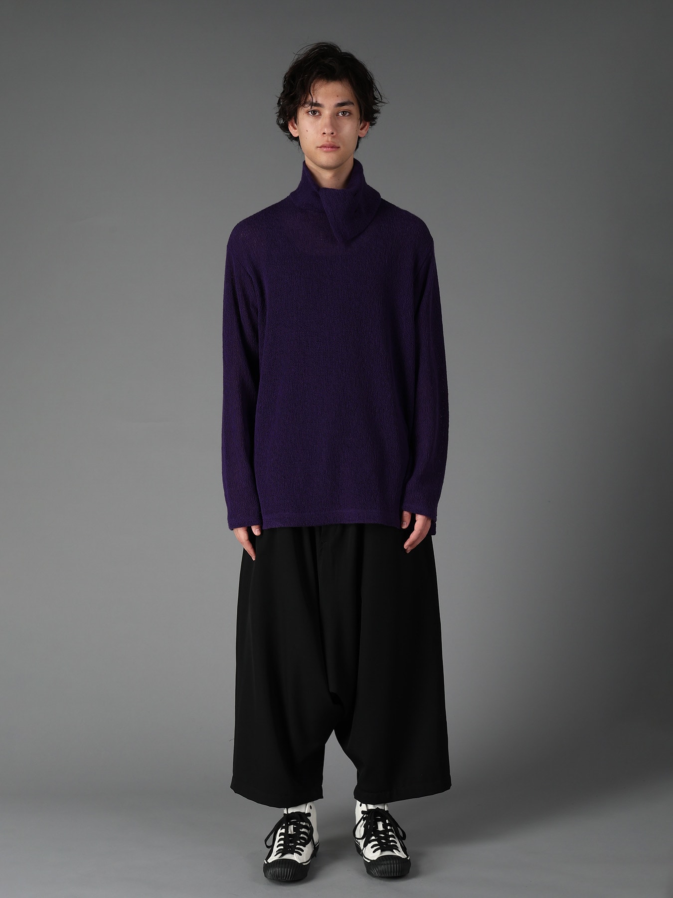SPIDER WEB KNIT TURTLENECK LONG-SLEEVED T