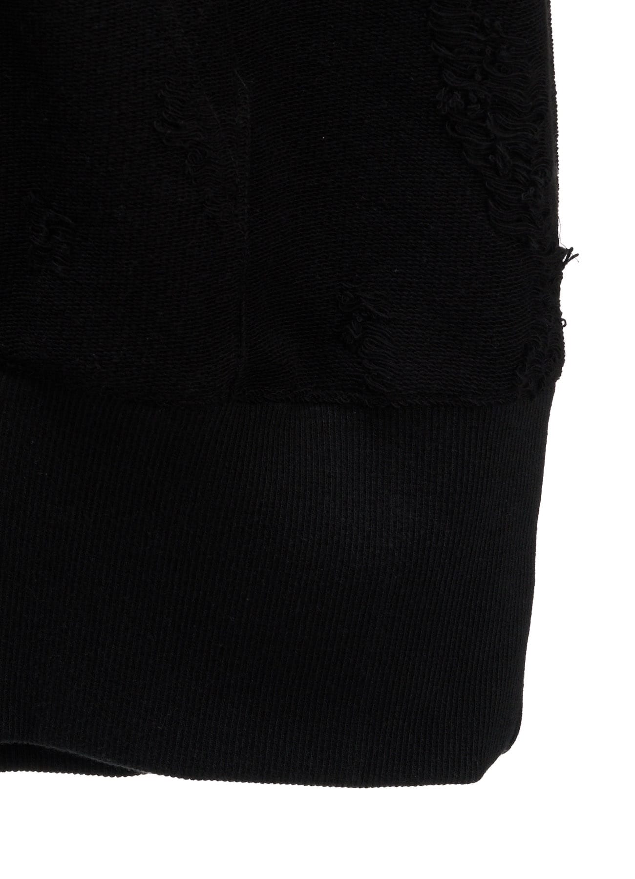 DAMAGE JACQUARD FRENCH TERRY NECK RIB CUT-OFF SEAM HOODIE