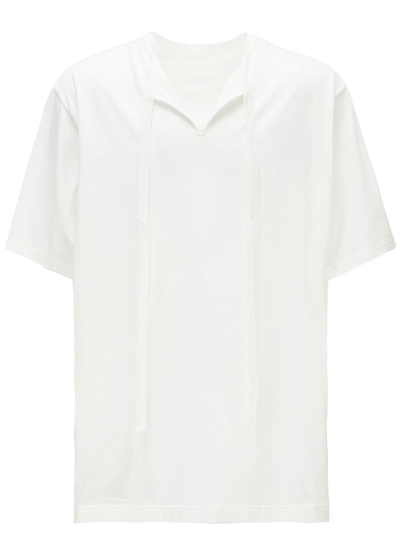 COTTON JERSEY FRONT SLIT COLLAR SHORT SLEEVED T