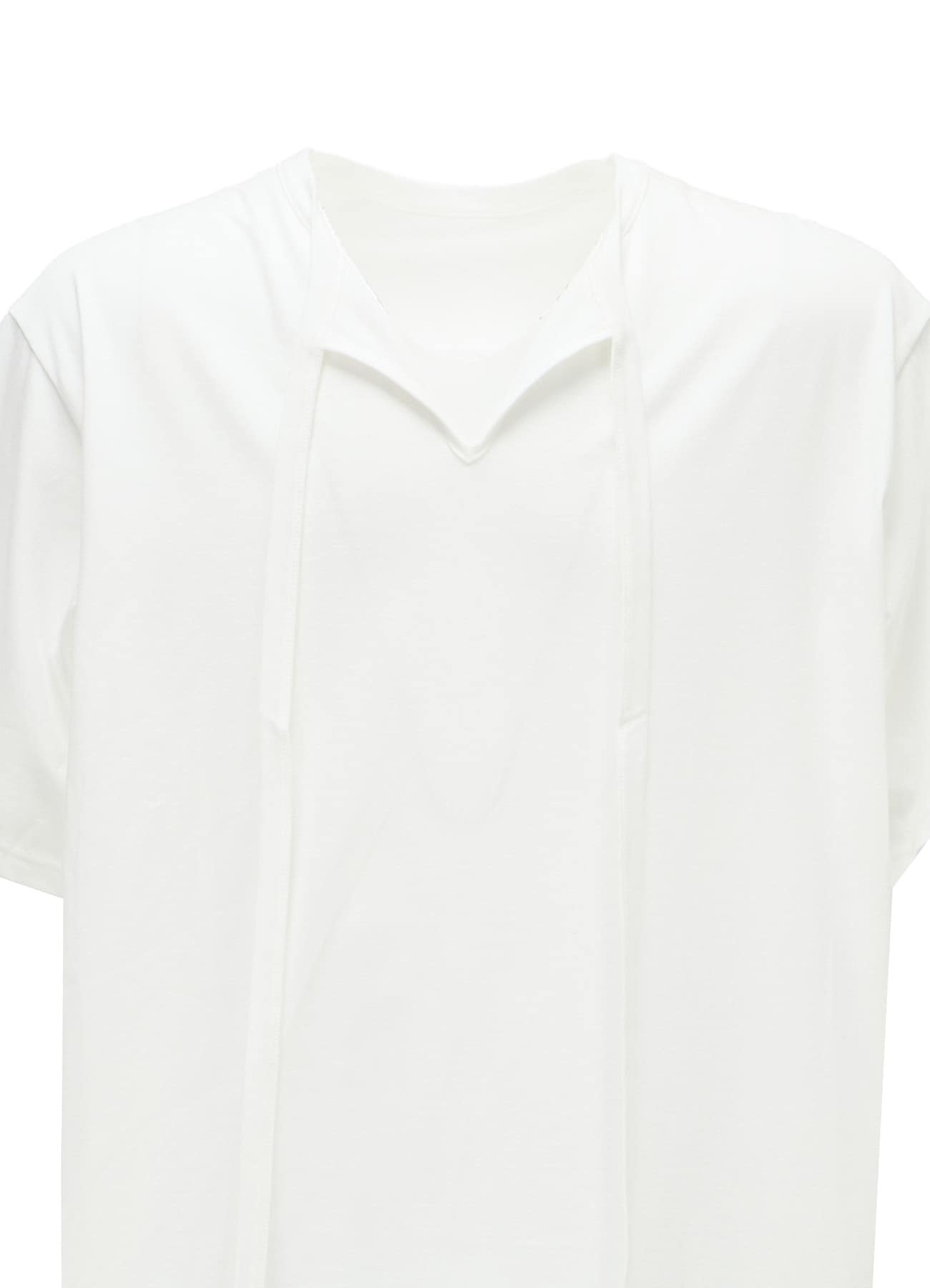COTTON JERSEY FRONT SLIT COLLAR SHORT SLEEVED T
