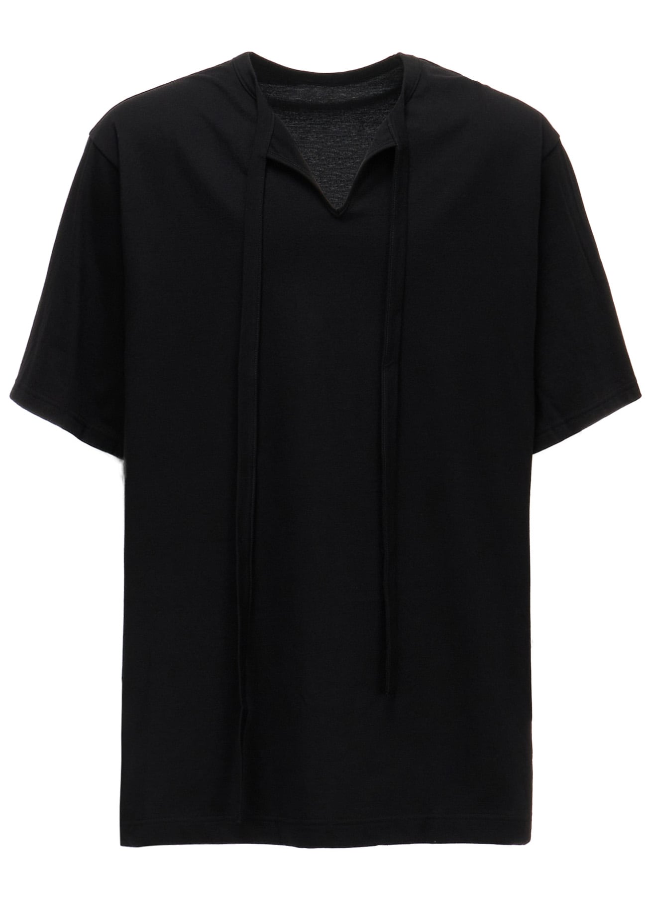 COTTON JERSEY FRONT SLIT COLLAR SHORT SLEEVED T