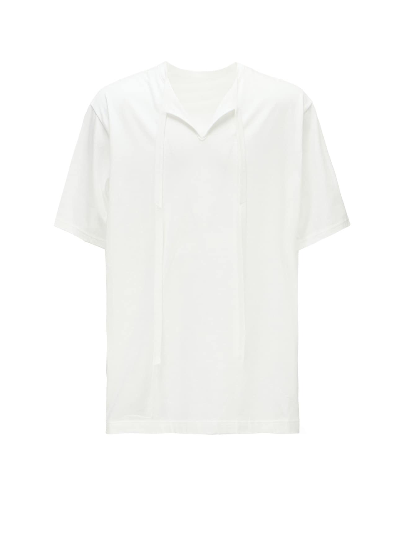 COTTON JERSEY FRONT SLIT COLLAR SHORT SLEEVED T