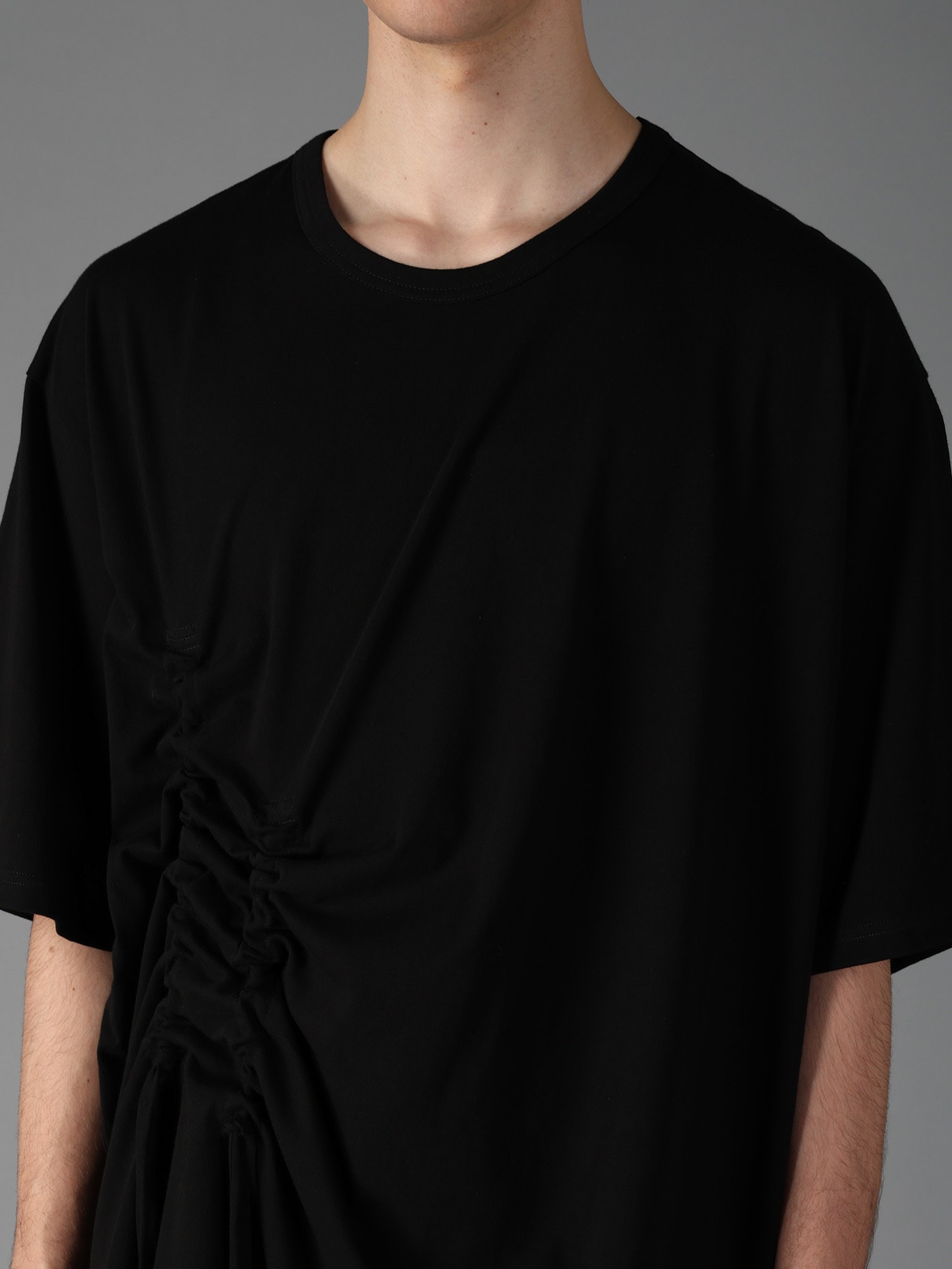 ULTIMA JERSEY SIDE GATHERED ROUND HEM T