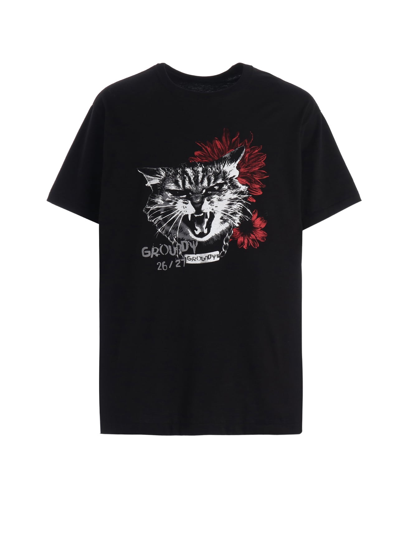 JERSEY CAT AND RED SUNFLOWER T-SHIRT