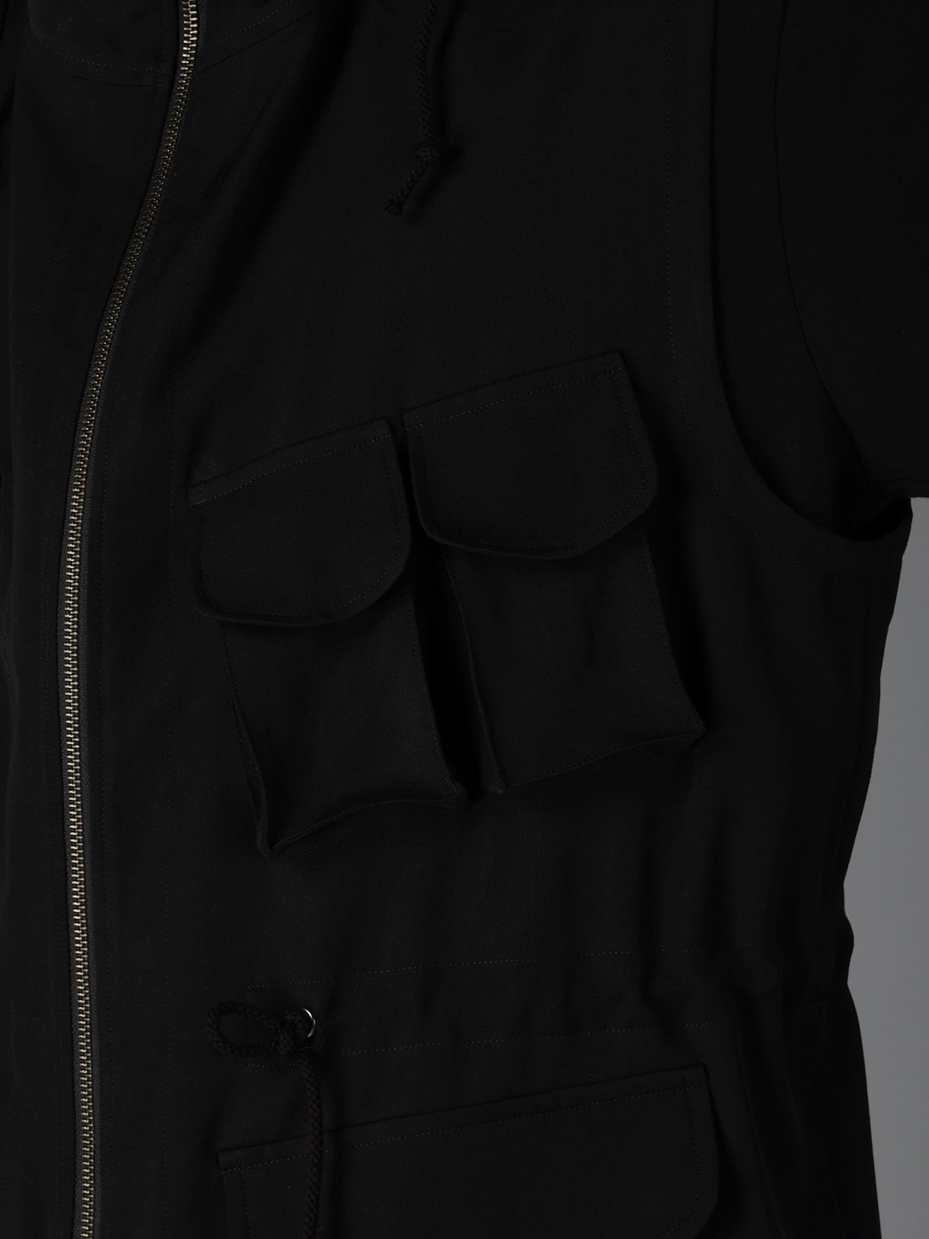 WOOL GABARDINE HOODED OUT POCKET JACKET