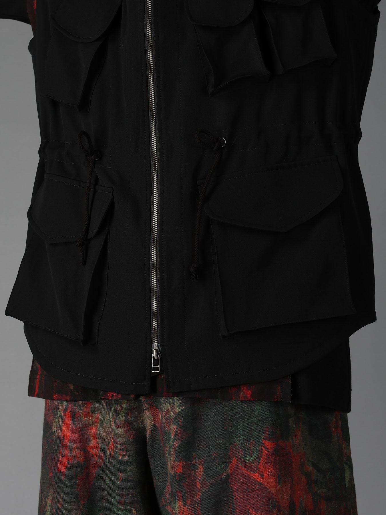 WOOL GABARDINE HOODED OUT POCKET JACKET