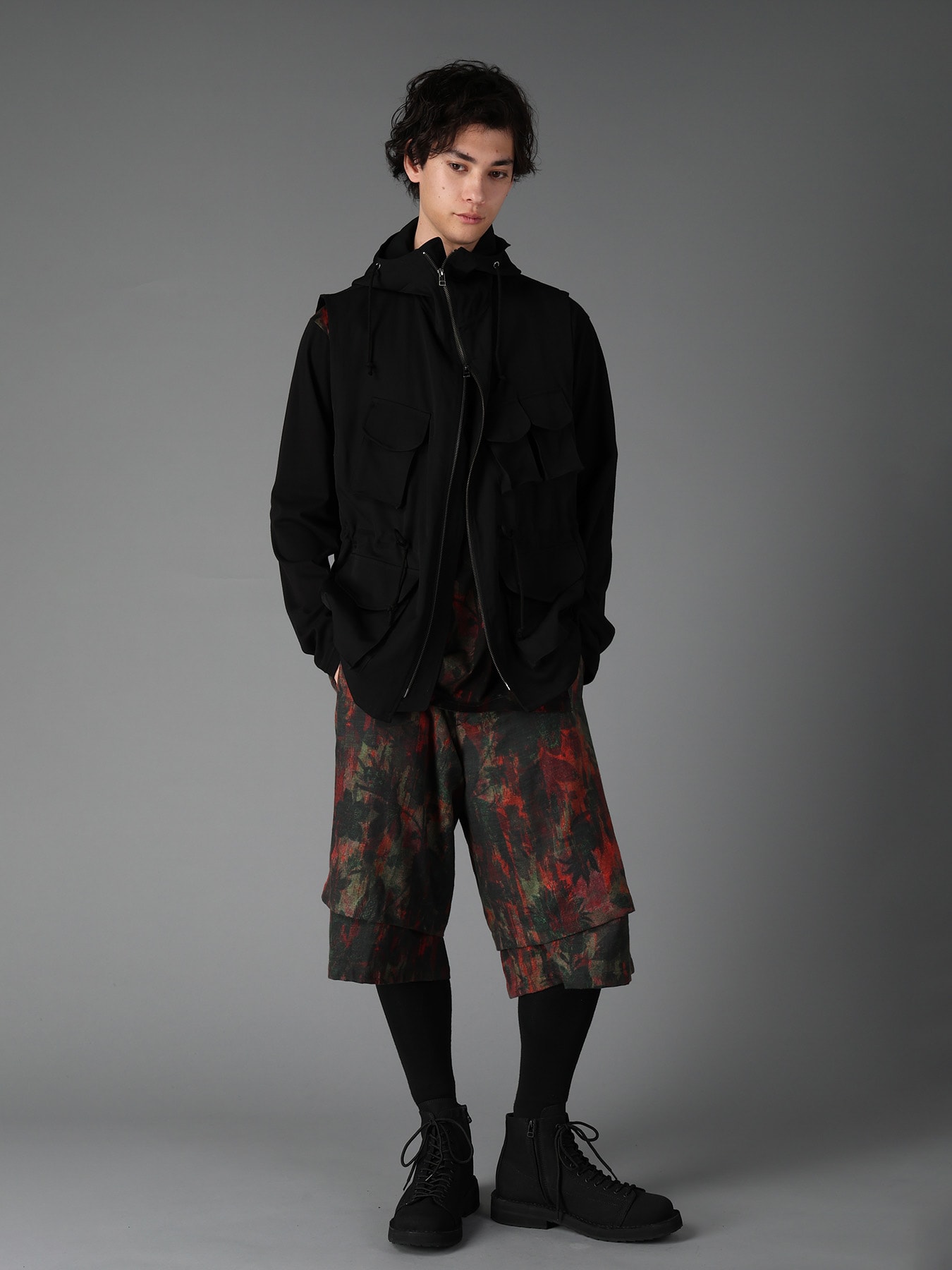 WOOL GABARDINE HOODED OUT POCKET JACKET