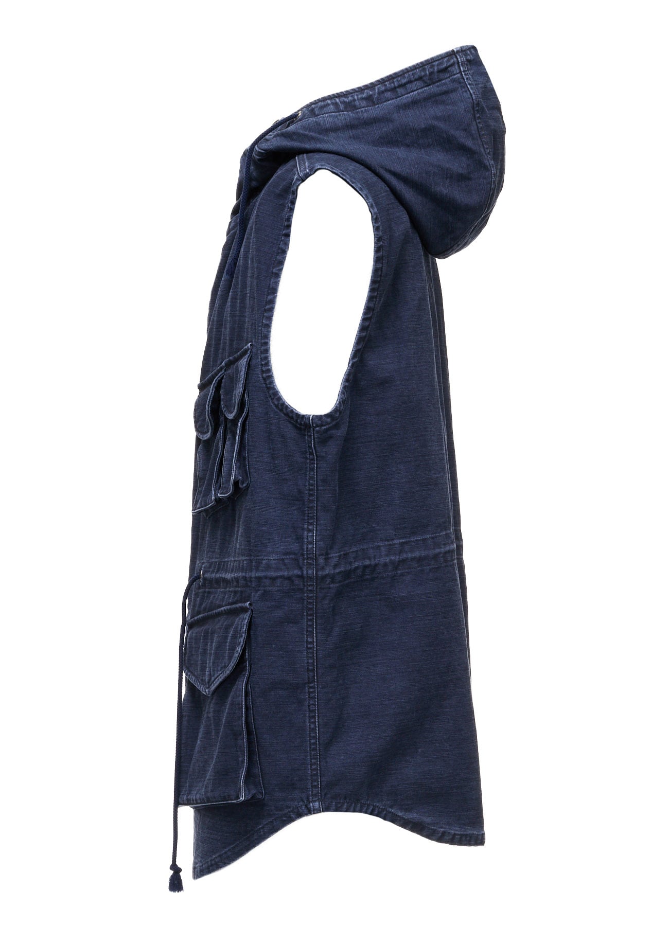 SULFUR DYED BACK SATIN HOODED OUTPOCKET VEST
