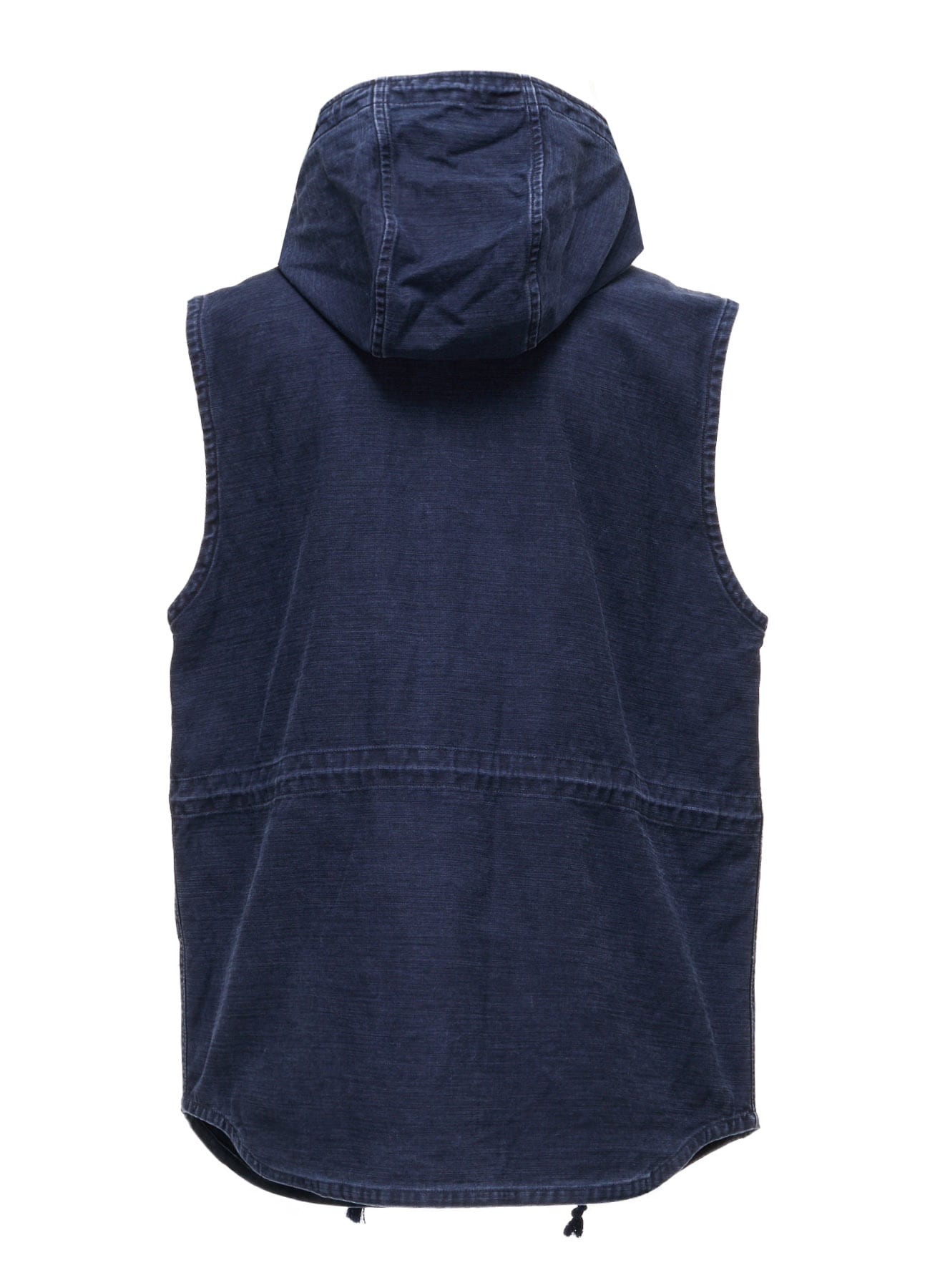 SULFUR DYED BACK SATIN HOODED OUTPOCKET VEST