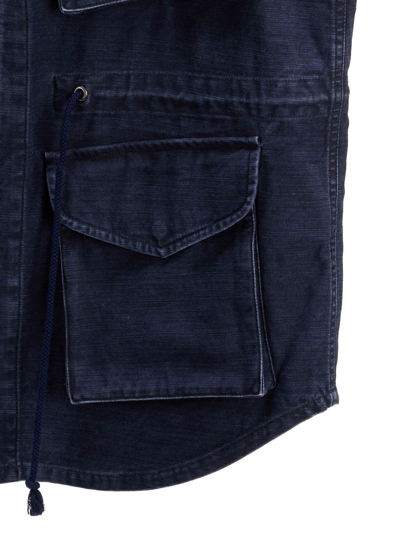 SULFUR DYED BACK SATIN HOODED OUTPOCKET VEST