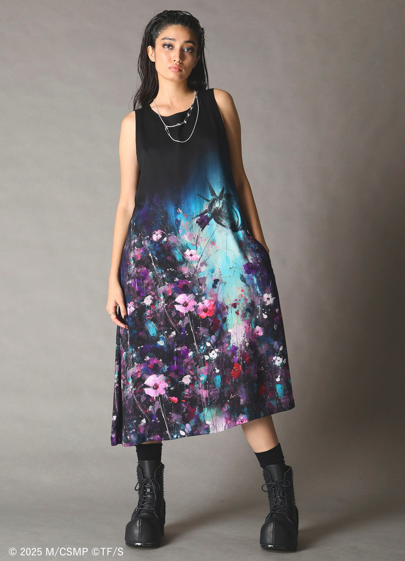 【Pre-Order】Ground Y×CHAINSAW MAN Collaborate Collection FLOWER AND BOMB GRAPHIC DRESS
