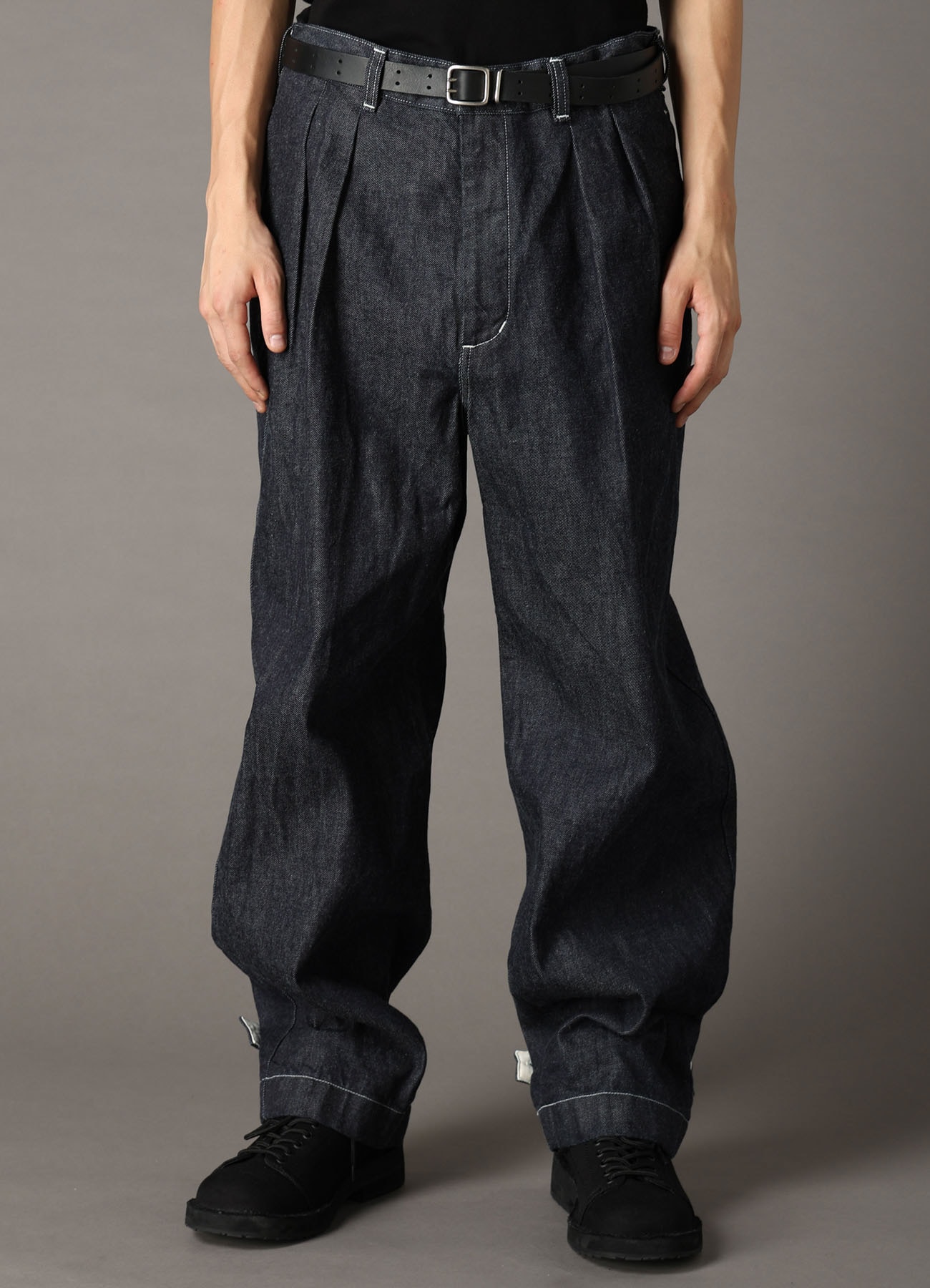 Ground Y×EDWIN 11oz INDIGO DENIM WIDE-TUCK PANTS WITH TAB DETAIL