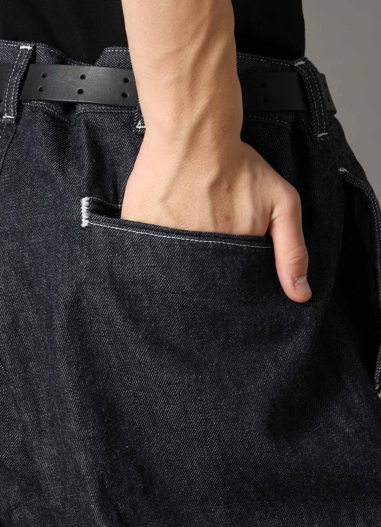 Ground Y×EDWIN 11oz INDIGO DENIM WIDE-TUCK PANTS WITH TAB DETAIL