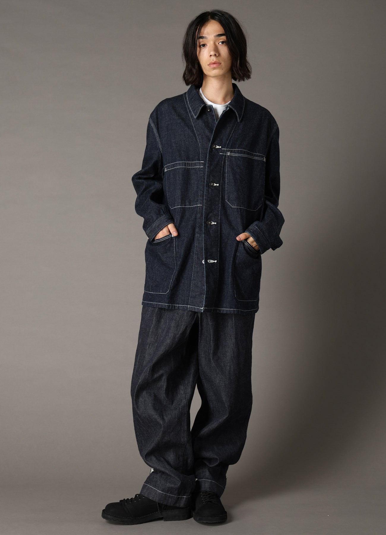 Ground Y×EDWIN 11oz INDIGO DENIM WIDE-TUCK PANTS WITH TAB DETAIL