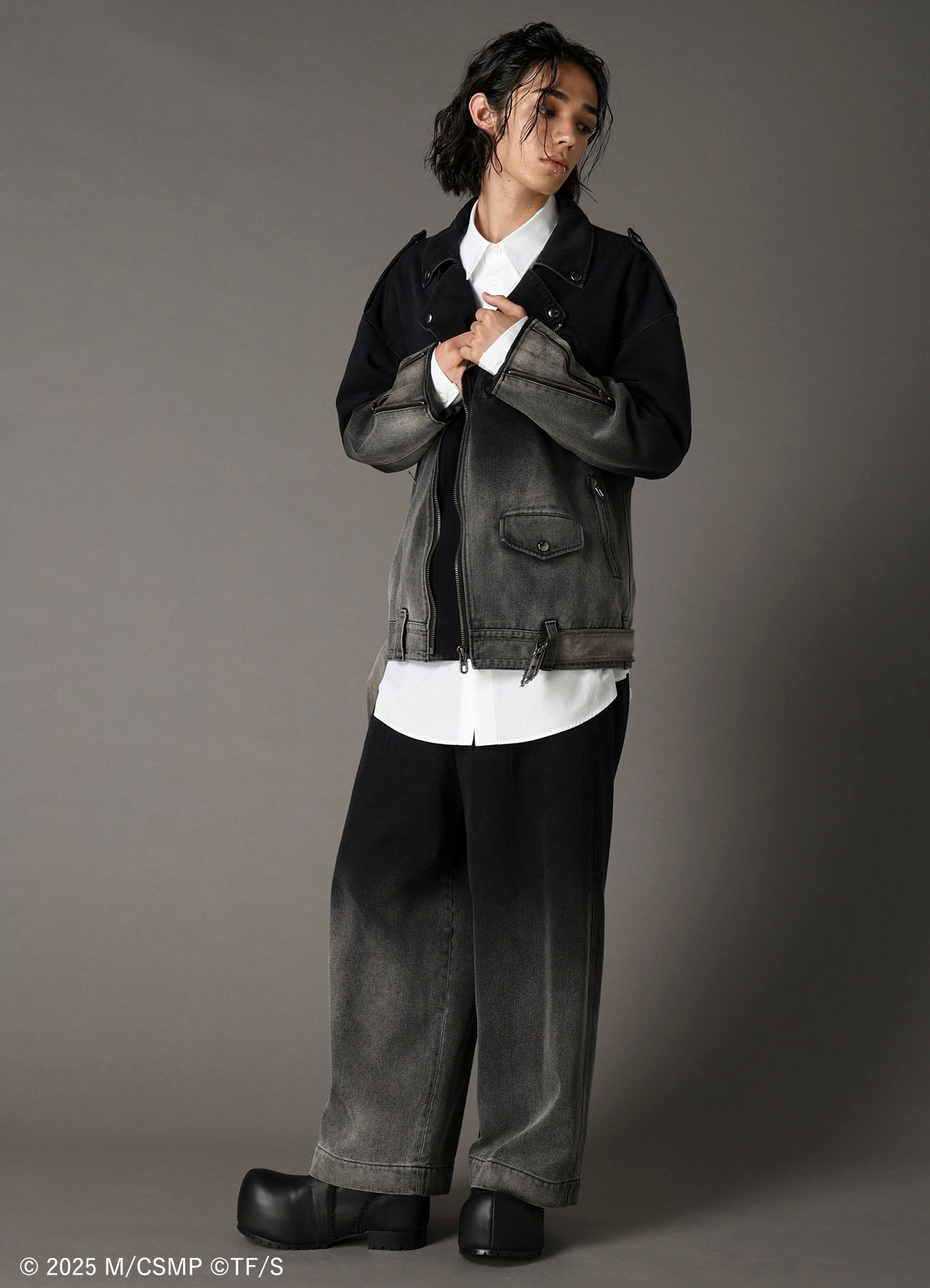 【Pre-Order】Ground Y×CHAINSAW MANCollaborate Collection BLEACH WASH CHAINSAW PANTS