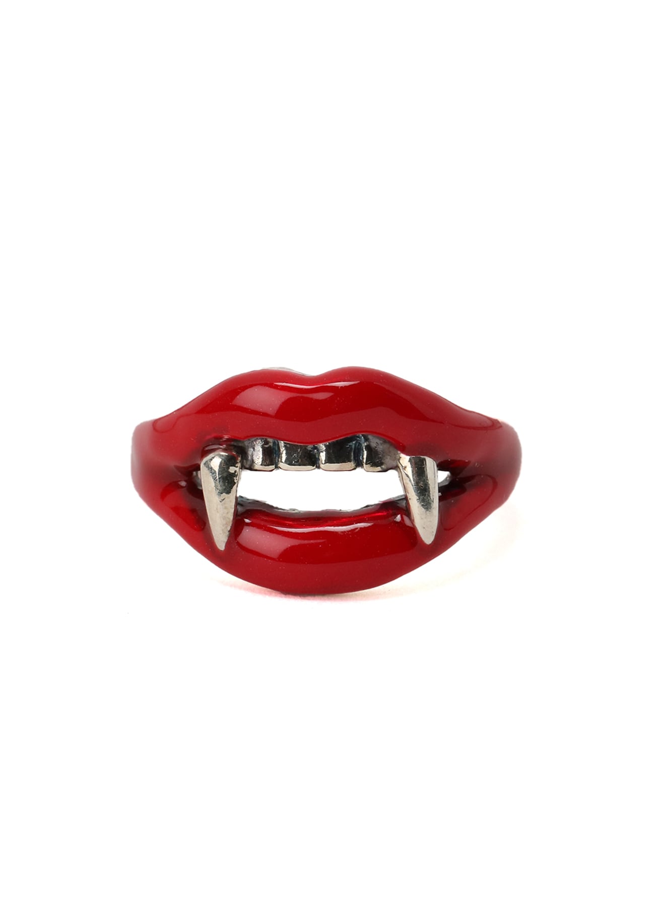 SILVER 950 VAMPIRE PINKIE RING ROUGE