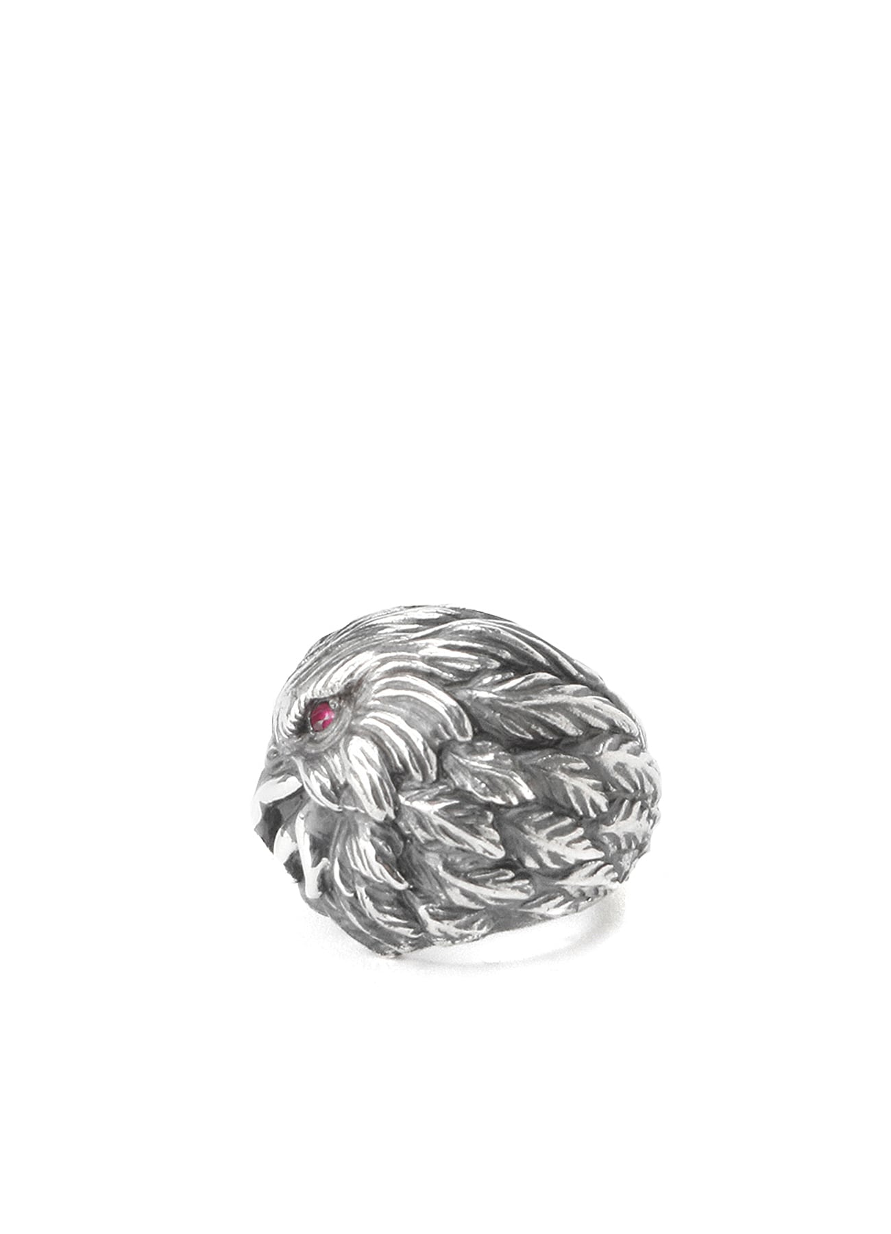 SILVER 950 EAGLE RED EYE RING