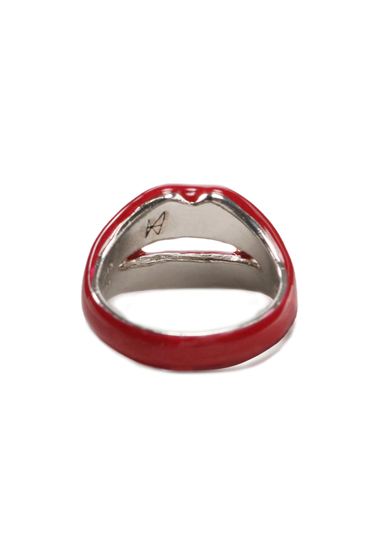 SILVER 950 VAMPIRE FANG RING ROUGE