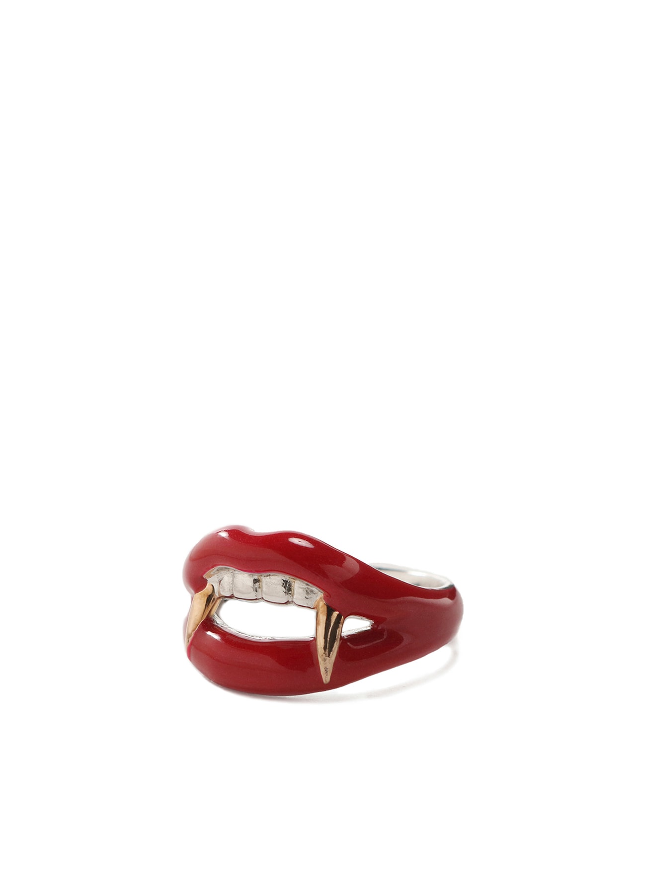 SILVER 950 VAMPIRE FANG RING ROUGE