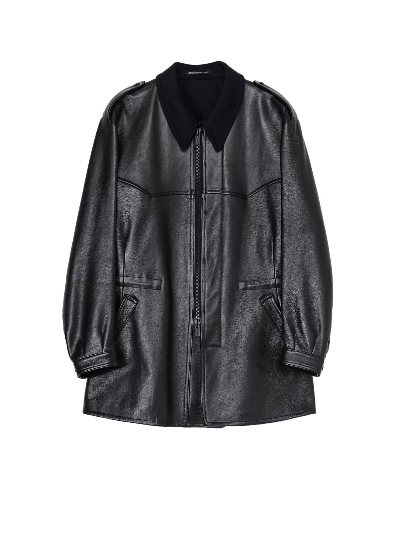 BUFFALO LEATHER FASTENER BLOUSON