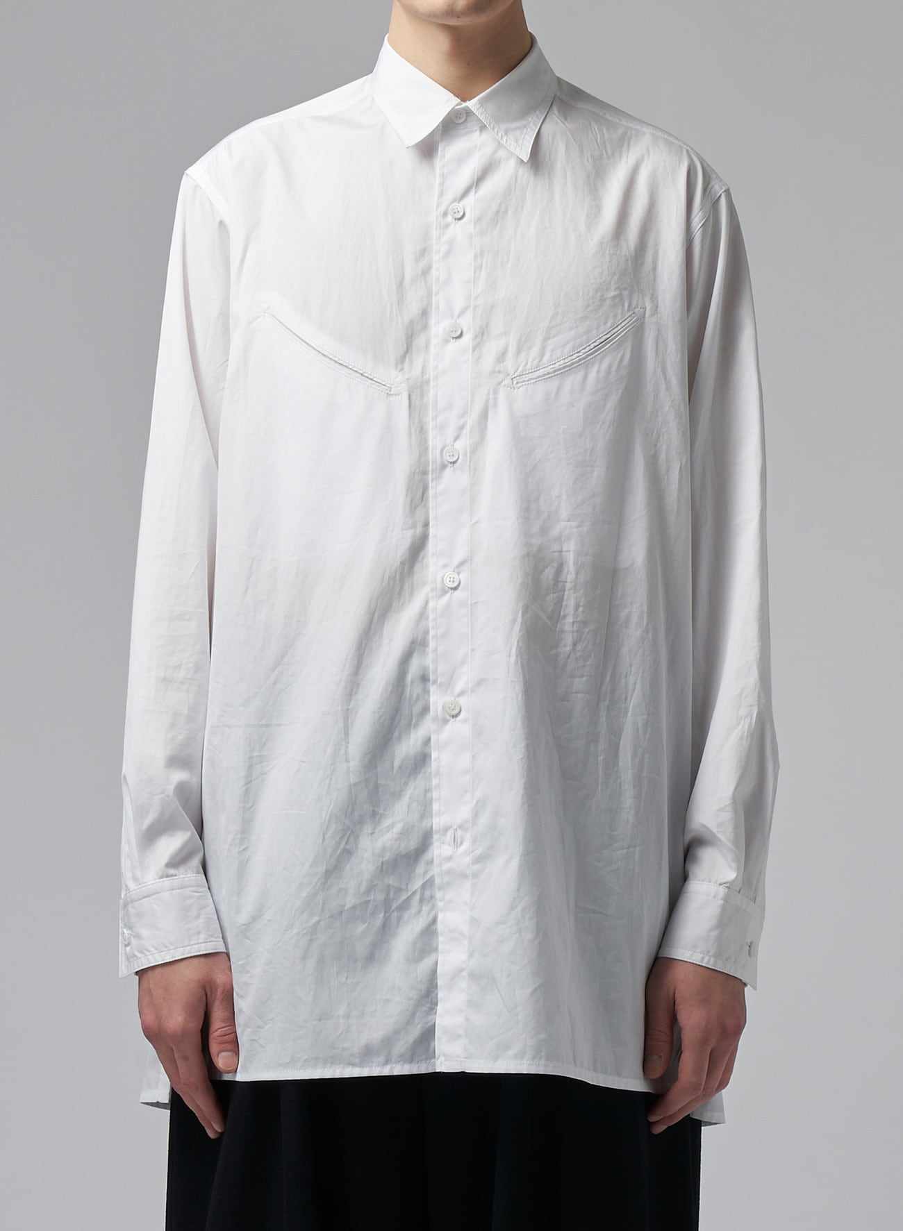 SHIRT WITH SLANTED CHEST POCKETS(S White): Vintage｜THE SHOP YOHJI 