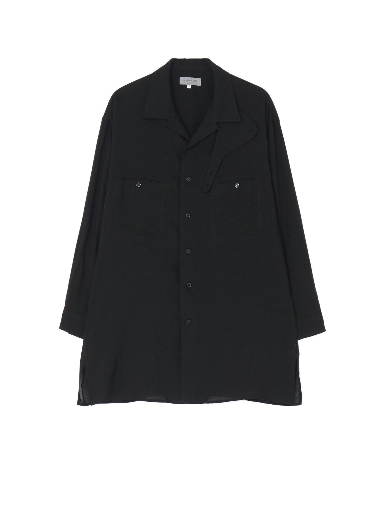 OPEN COLLAR SHIRT WITH CHIN FLAP