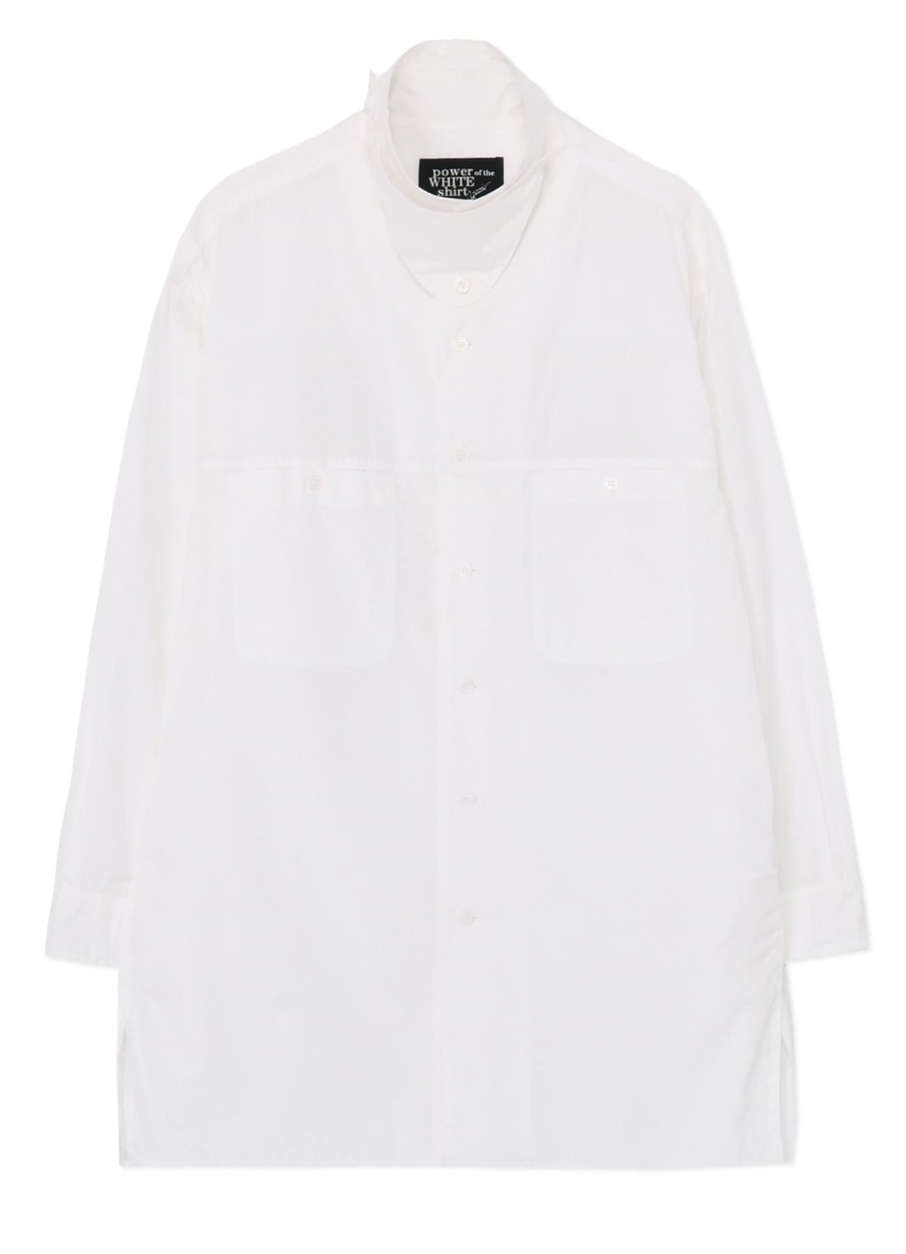 SHIRT WITH CHIN FLAP DETAIL(S White): power of the WHITE shirt 