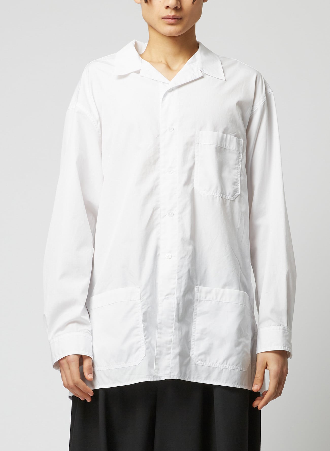 3-POCKET OPEN COLLAR SHIRT(S White): power of the WHITE shirt｜THE
