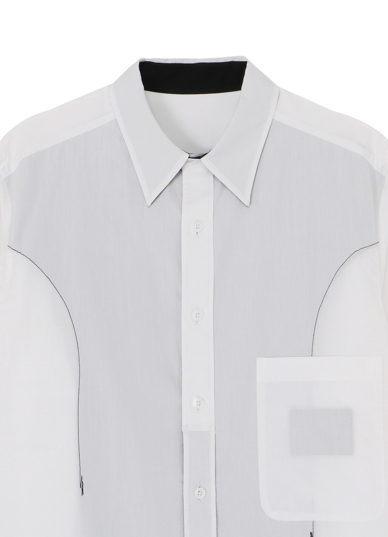 BLACK AND WHITE SHIRT WITH DECONSTRUCTED PLACKET