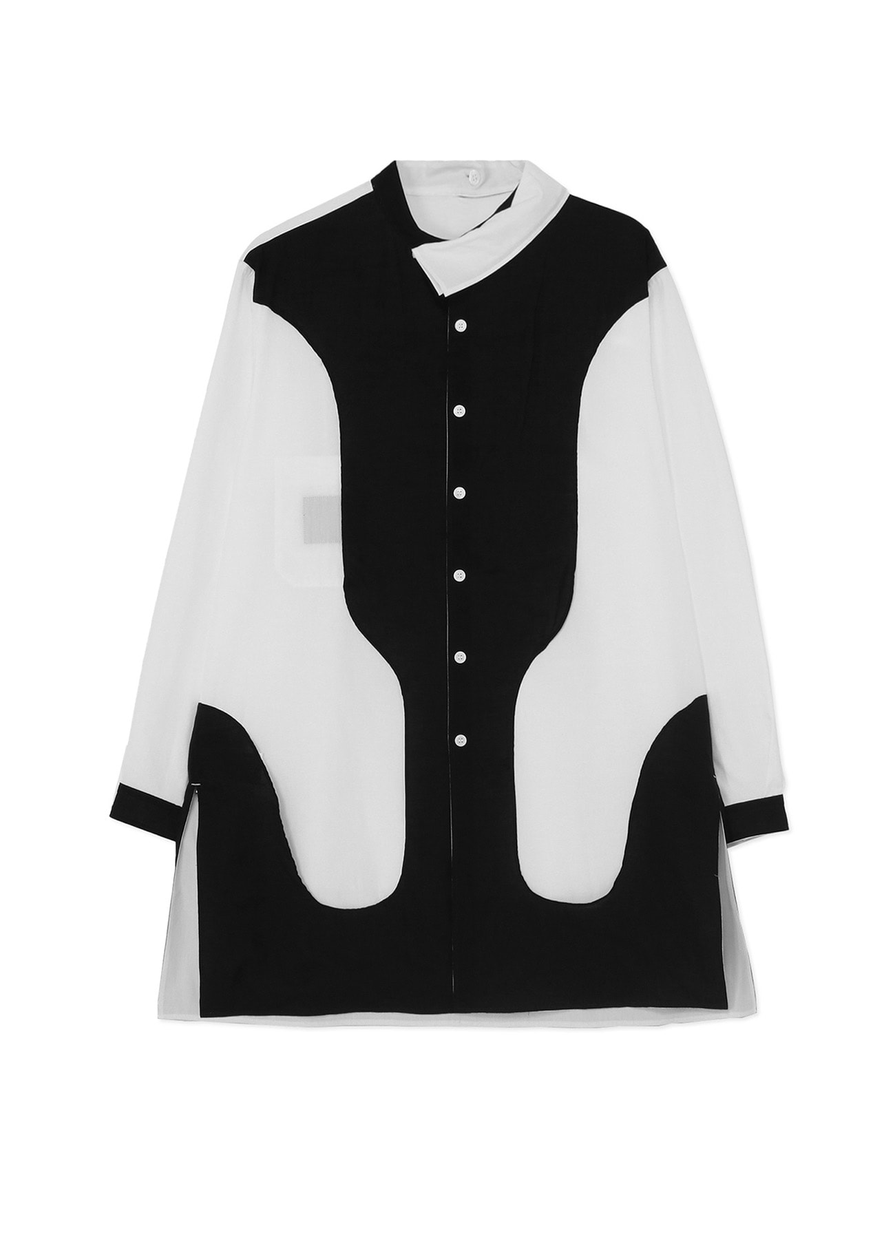 BLACK AND WHITE SHIRT WITH HALF DOUBLE COLLAR