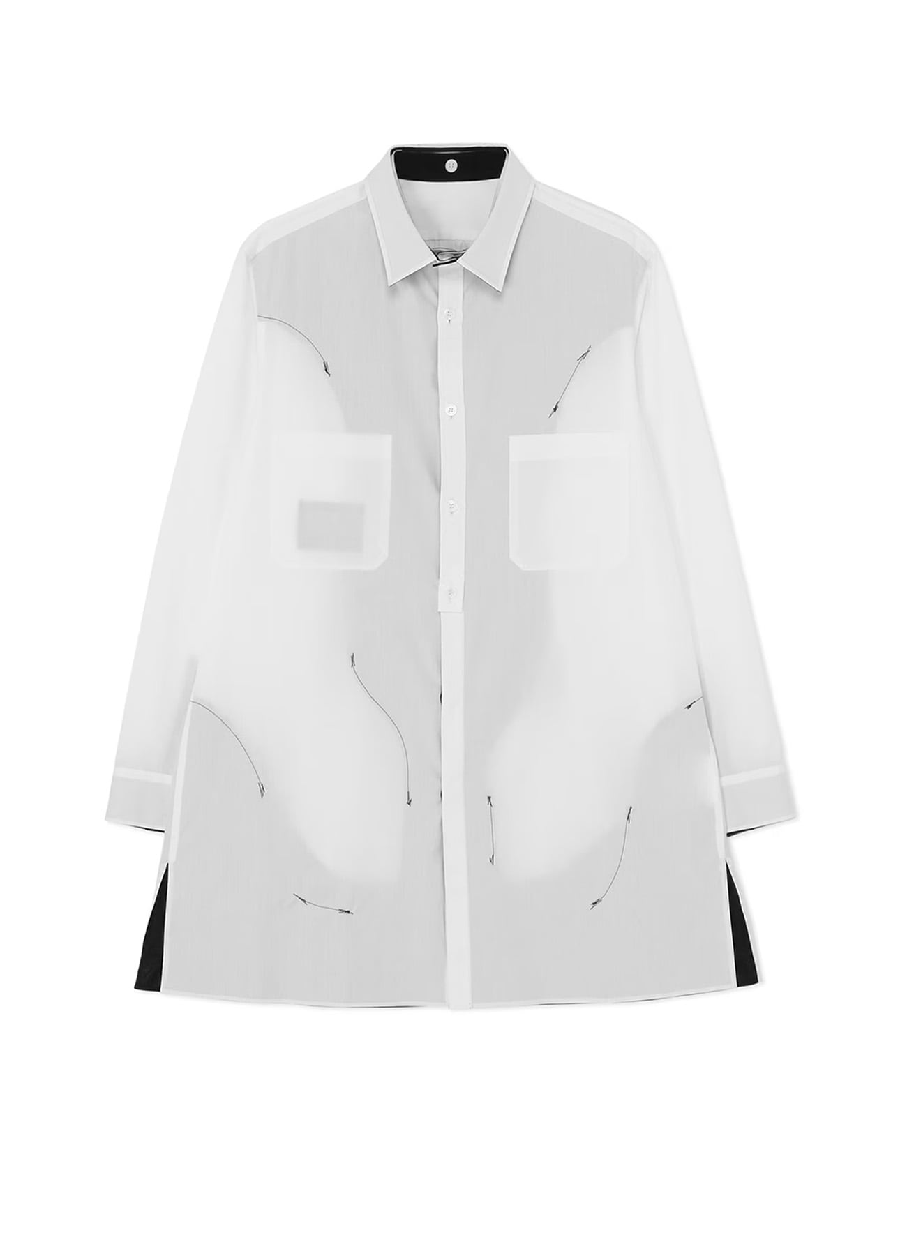 BLACK AND WHITE SHIRT WITH DECONSTRUCTED COLLAR