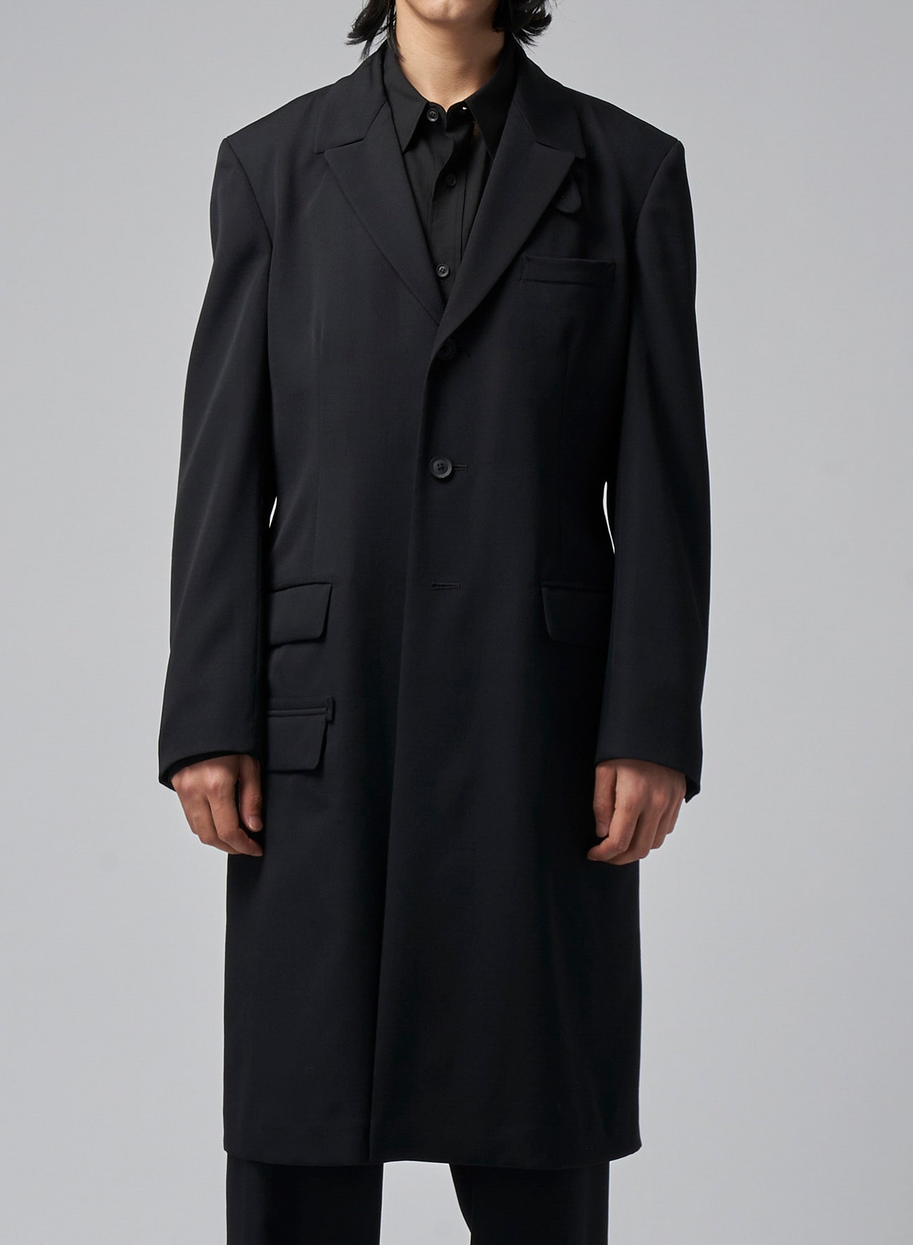 WOOL GABARDINE DOCTOR'S COAT(XS Black): Yohji Yamamoto POUR HOMME 