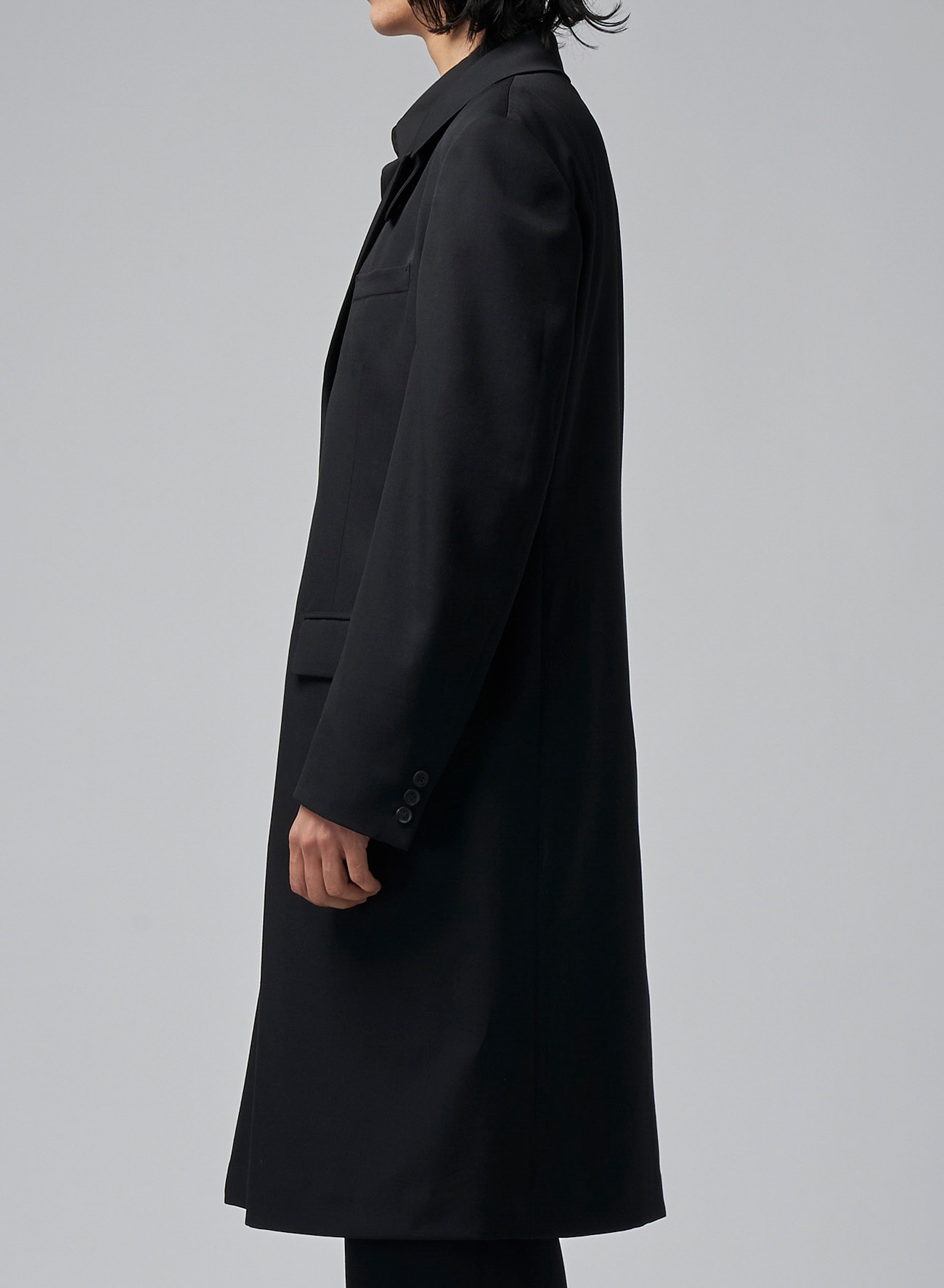 WOOL GABARDINE DOCTOR'S COAT(XS Black): Yohji Yamamoto POUR HOMME