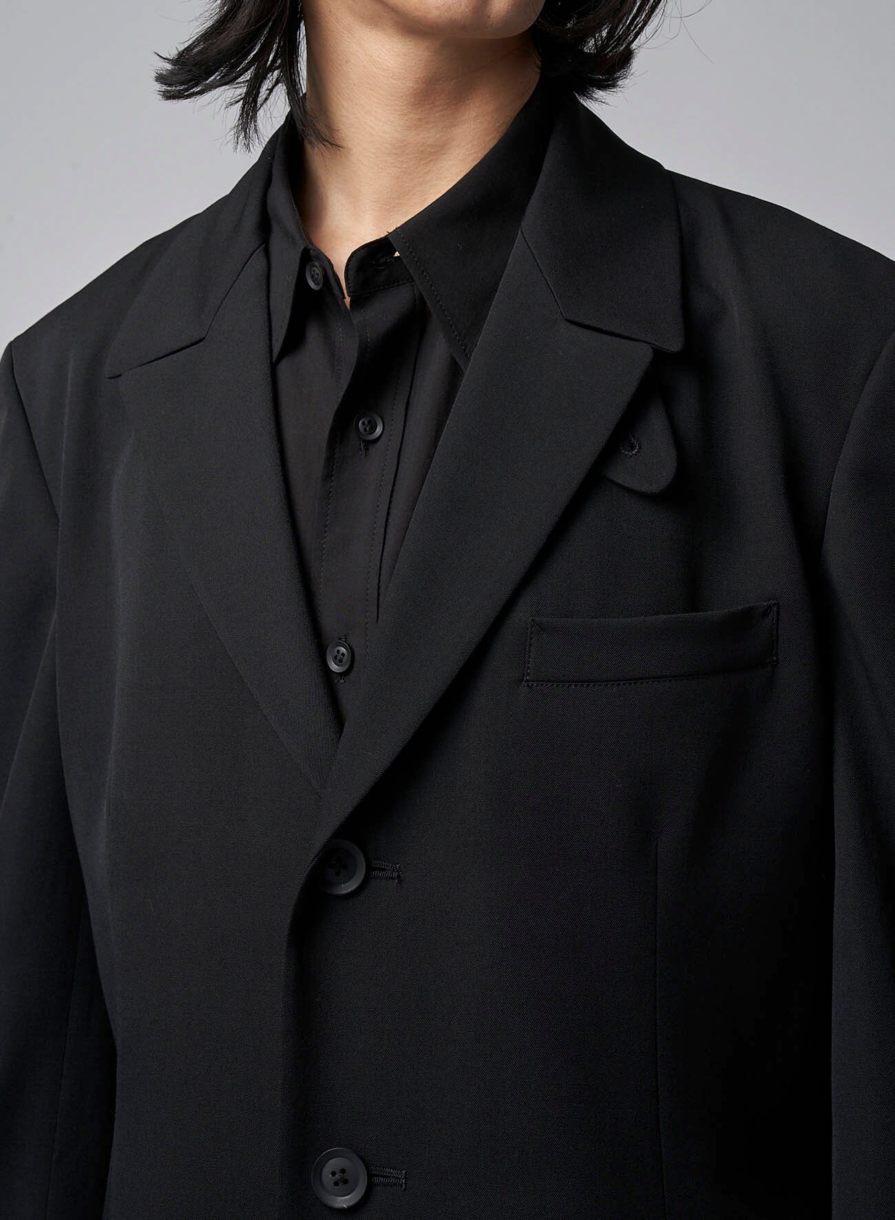 WOOL GABARDINE DOCTOR'S COATXS Black: Yohji Yamamoto POUR HOMME