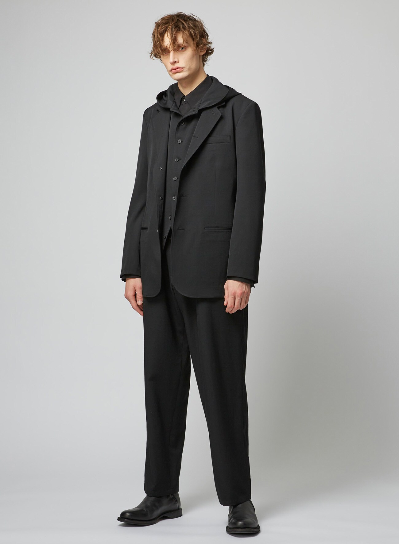 WOOL GABARDINE 5-BUTTON JACKET WITH SHOULDER TAB DETAIL(S Black