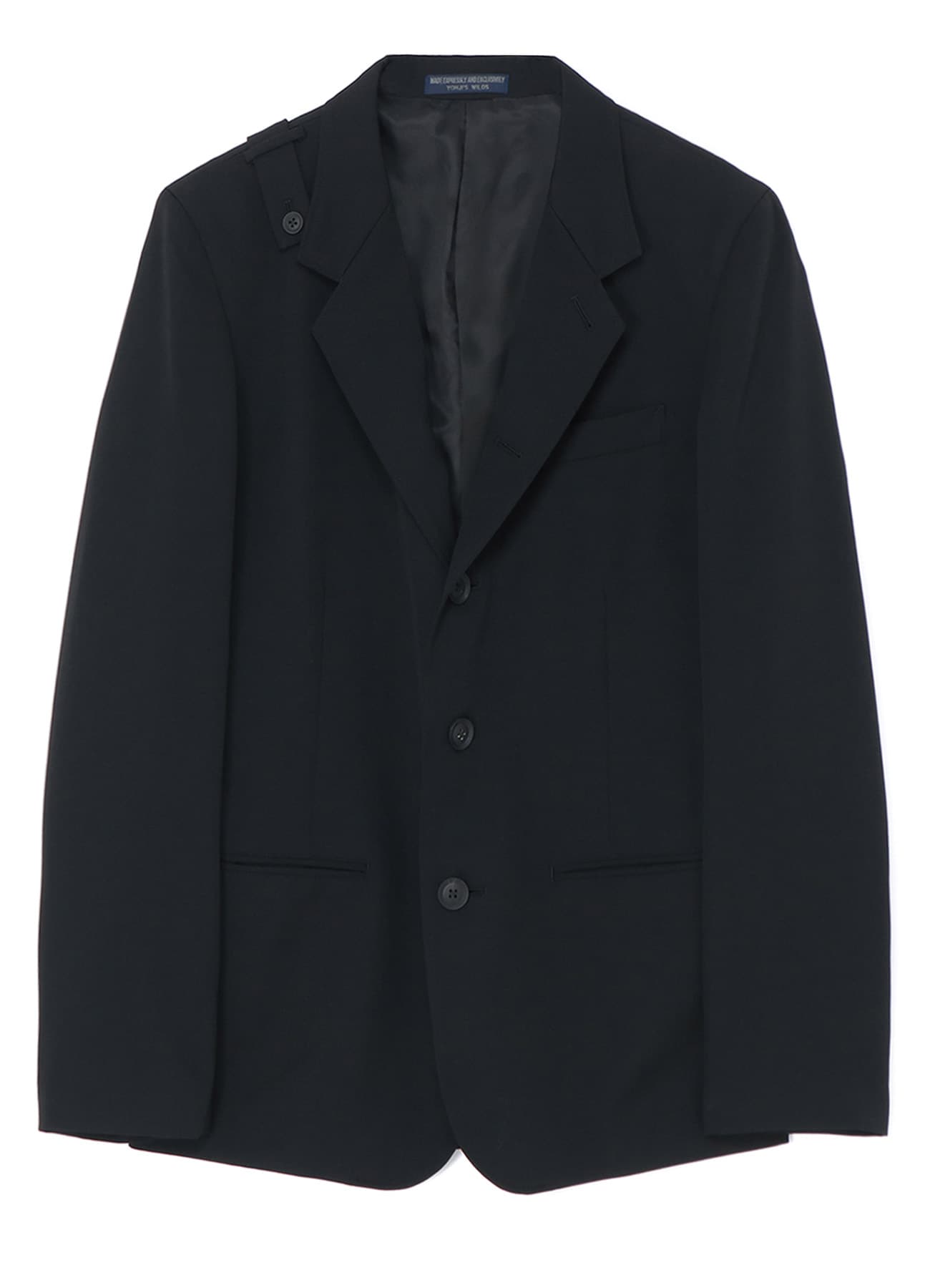 WOOL GABARDINE 5-BUTTON JACKET WITH SHOULDER TAB DETAIL