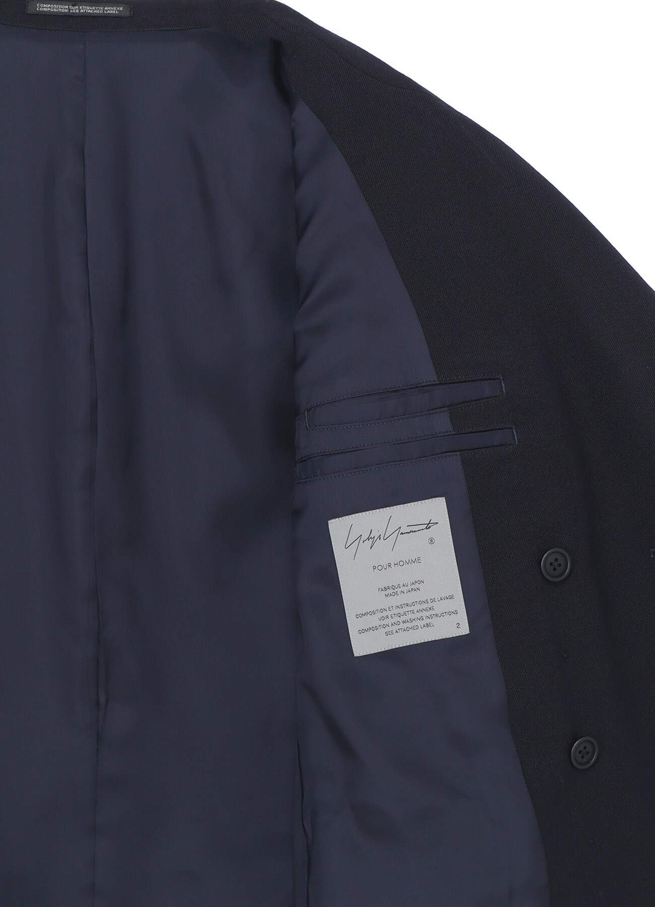 ARMY GABARDINE DOUBLE BREASTED JACKET(S Navy): Yohji Yamamoto POUR