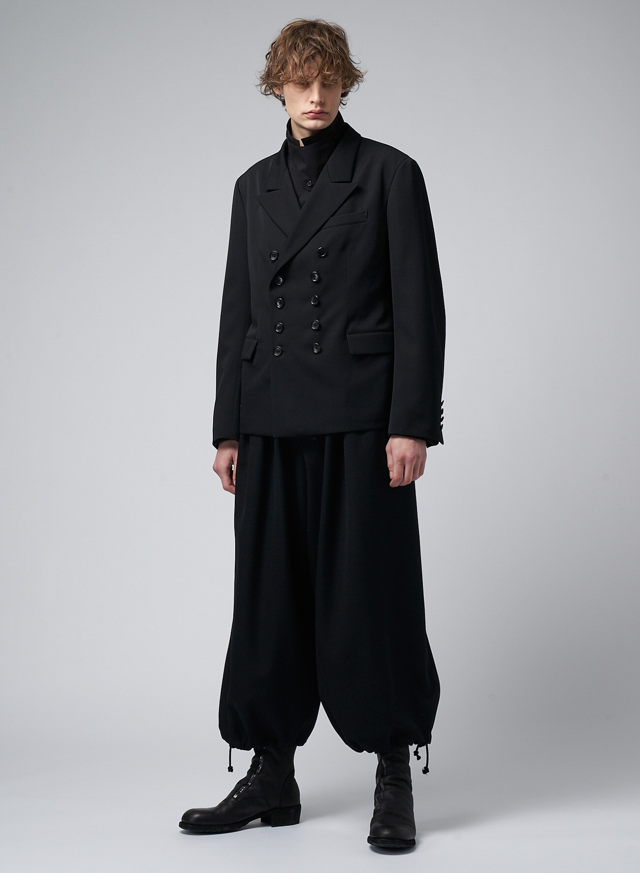 ARMY GABARDINE DOUBLE BREASTED JACKET(S Navy): Yohji Yamamoto POUR