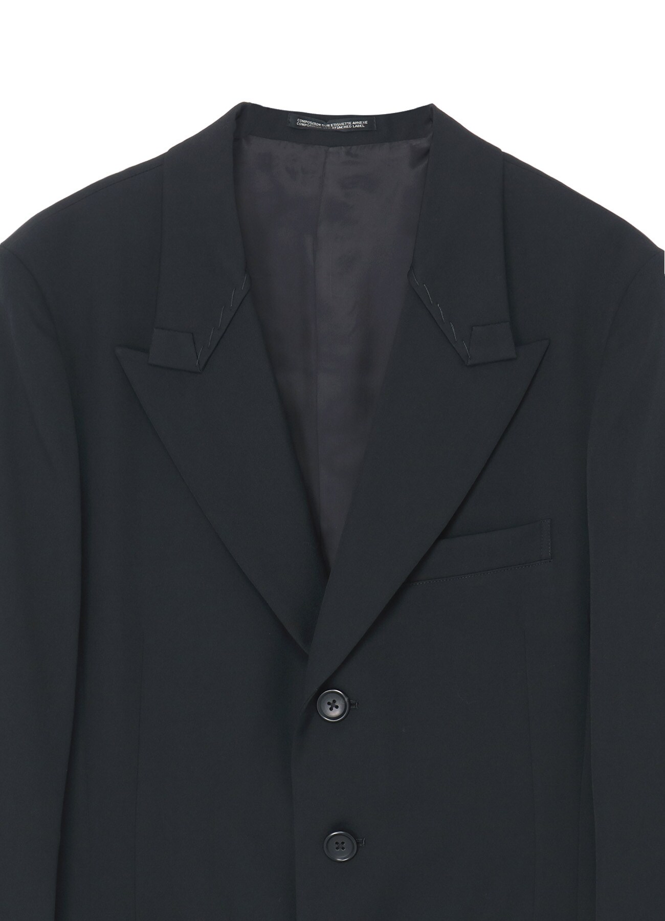 3-BUTTON FOLD OVER PEAK LAPEL JACKET(S Black): Yohji Yamamoto POUR