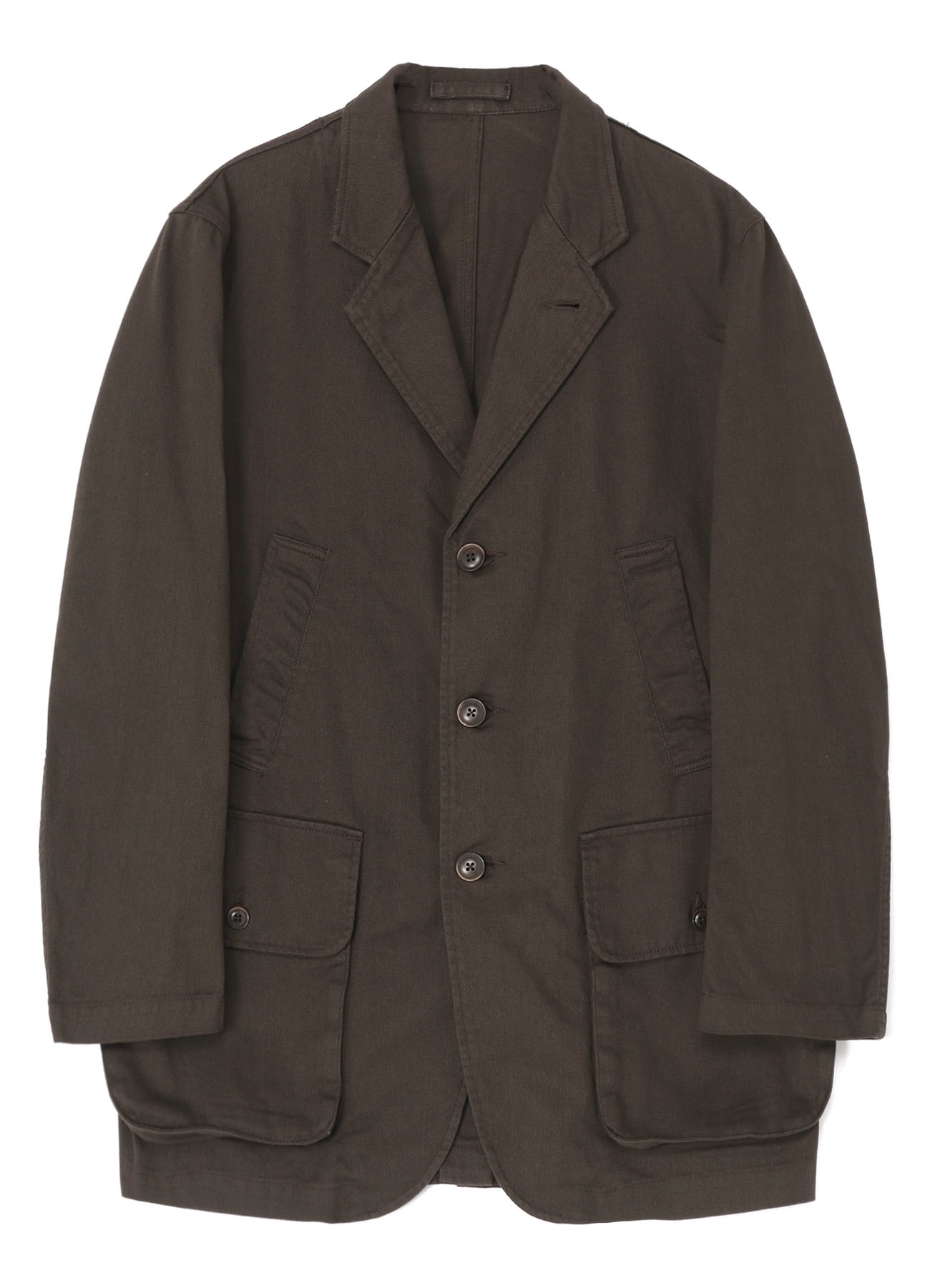 COTTON DRILL SINGLE BREASTED JACKET WITH BOX POCKETS(S Brown 
