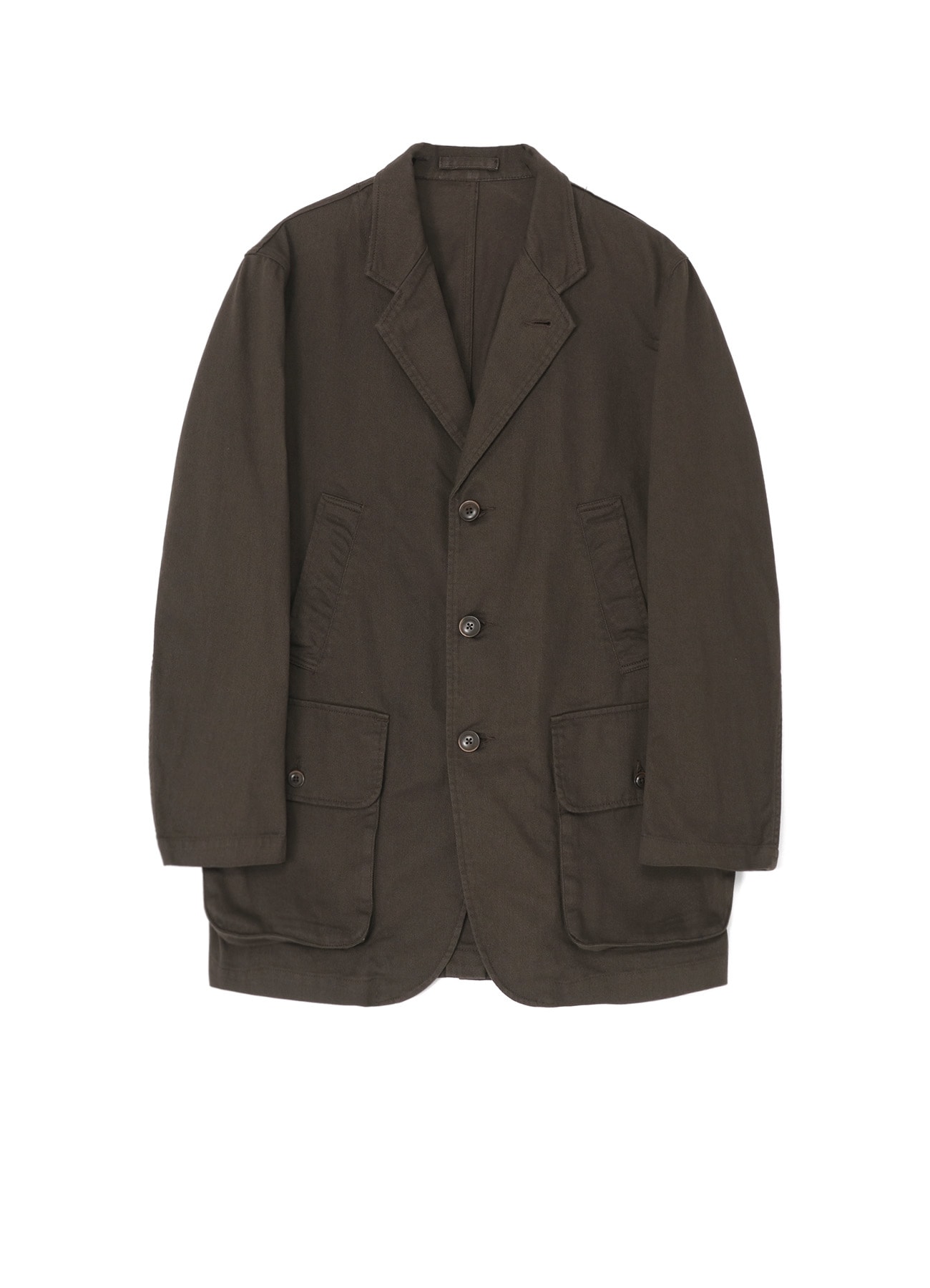COTTON DRILL SINGLE BREASTED JACKET WITH BOX POCKETS(S Brown