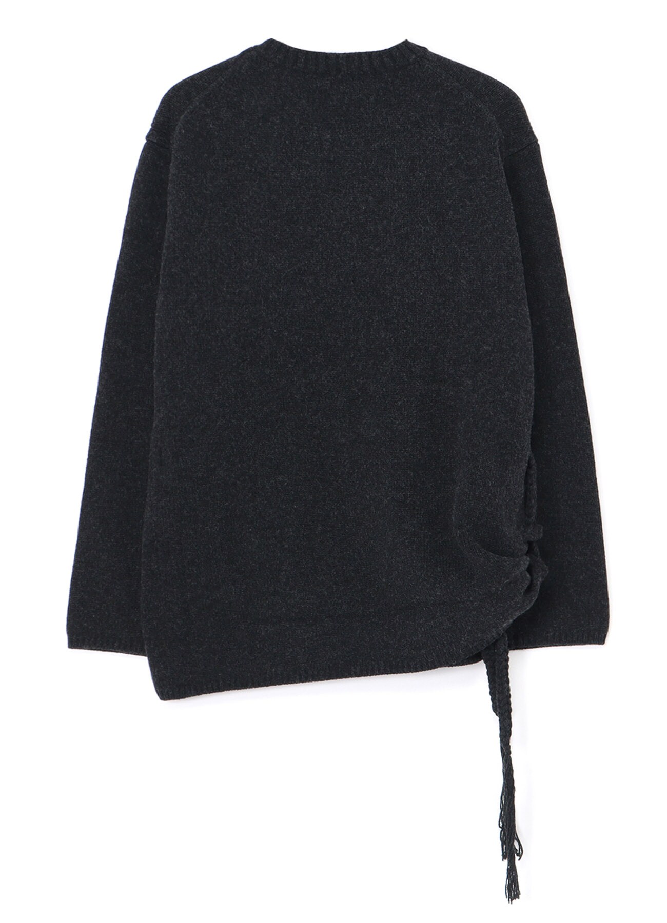 SIDE STRING DETAIL ROUND NECK T-SHIRT(FREE SIZE Charcoal): Yohji