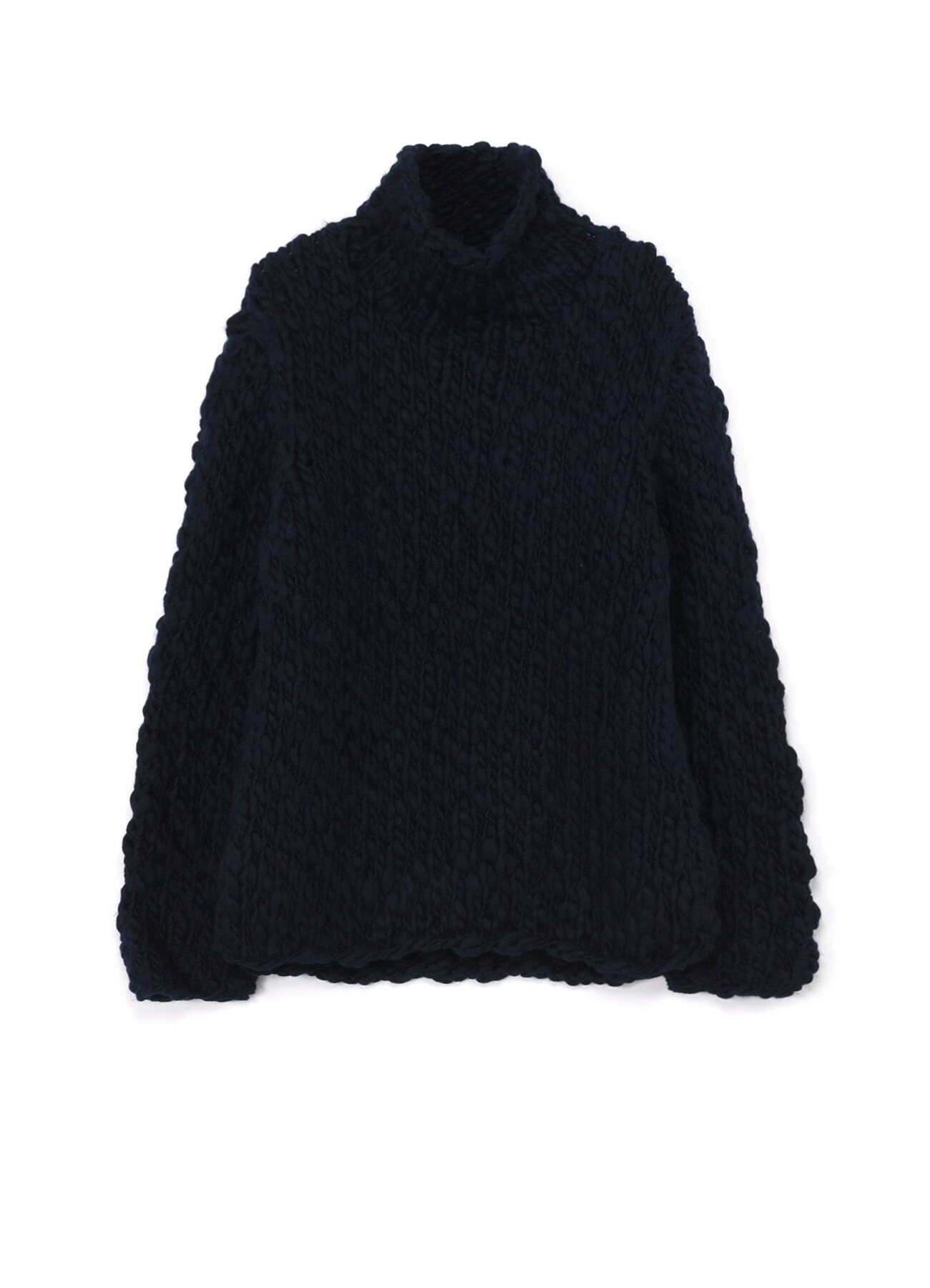 HAND-KNITTED PLAIN HAND KNIT TURTLE NECK(FREE SIZE Navy): Vintage 