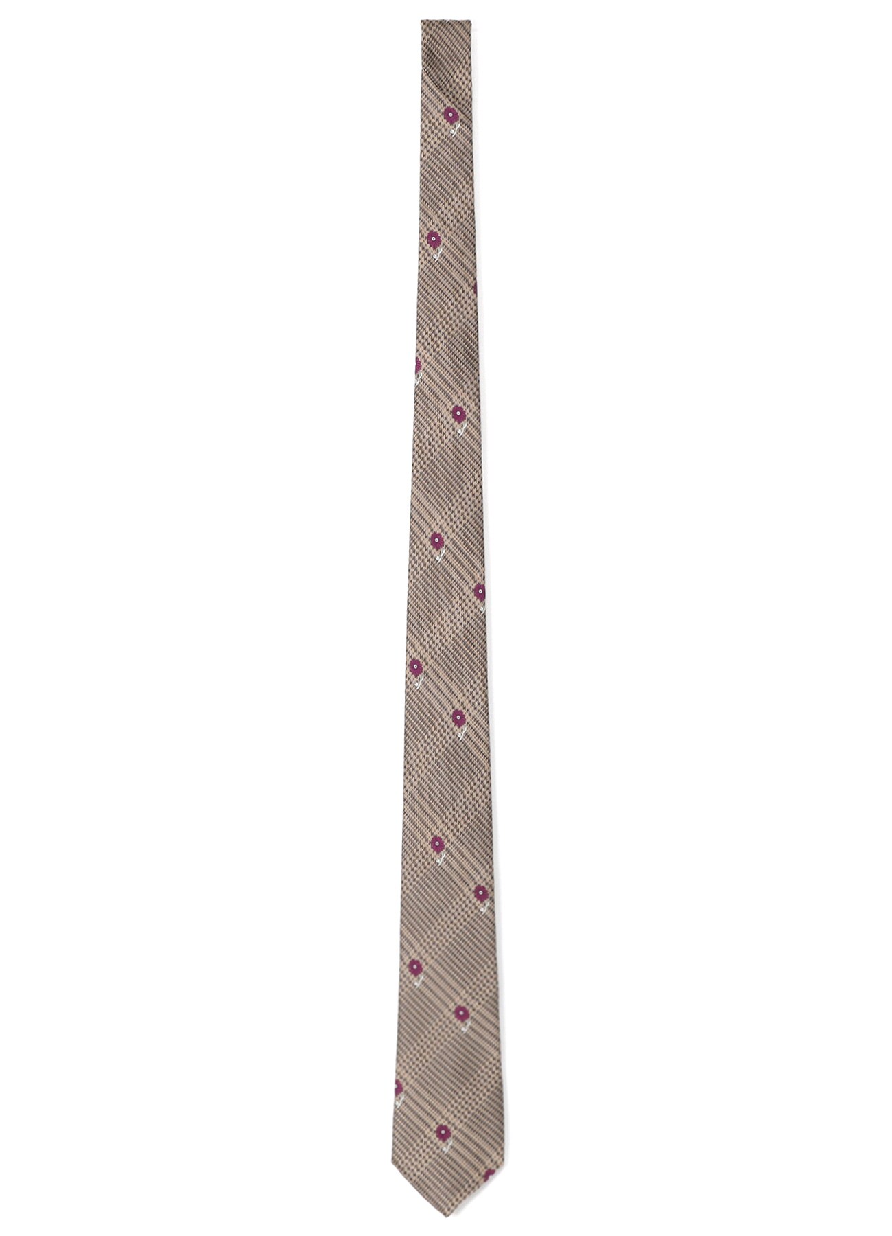 DOT FLOWER PATTERN TIE(FREE SIZE Beige): Yohji Yamamoto POUR HOMME