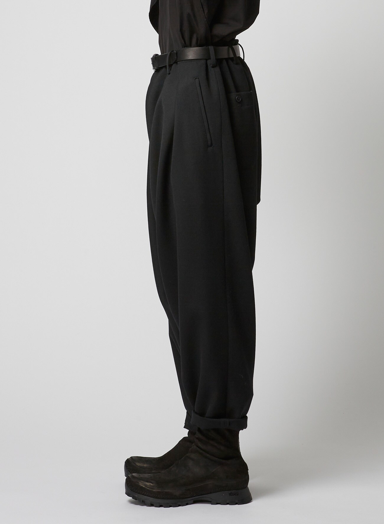 ARMY GABARDINE Y-DRAPED PANTS(XS Black): Yohji Yamamoto POUR HOMME