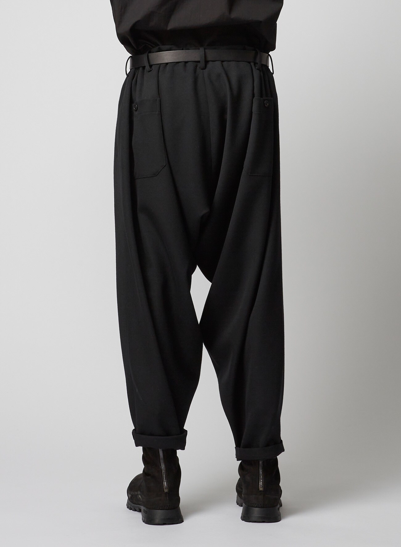 ARMY GABARDINE Y-DRAPED PANTS(XS Black): Yohji Yamamoto POUR HOMME